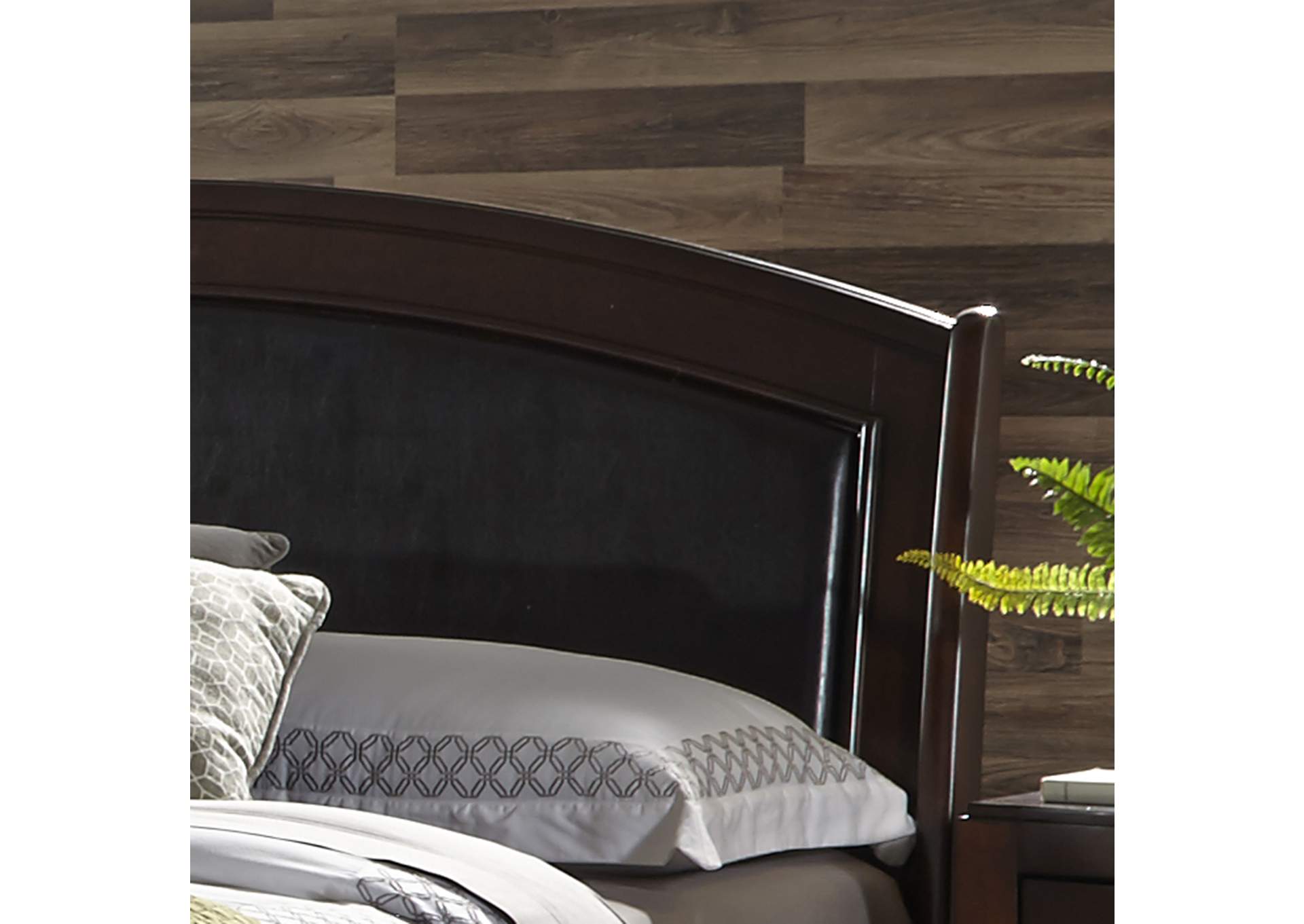 Avalon Dark Truffle  Queen Leather Bed,Liberty