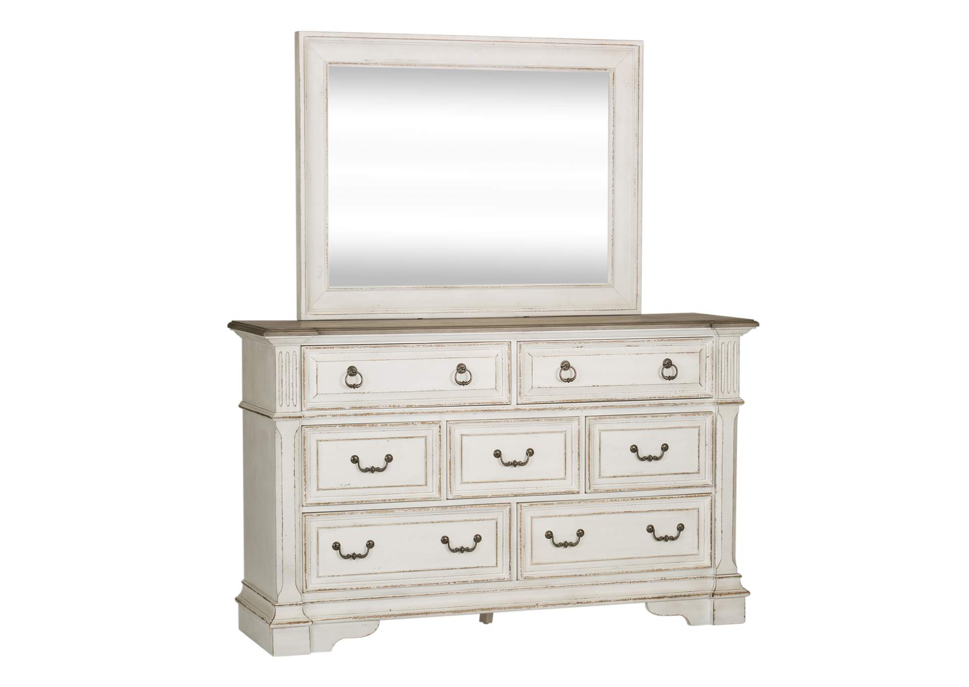 Abbey Park King Panel Bed, Dresser & Mirror, Chest, Nightstand,Liberty