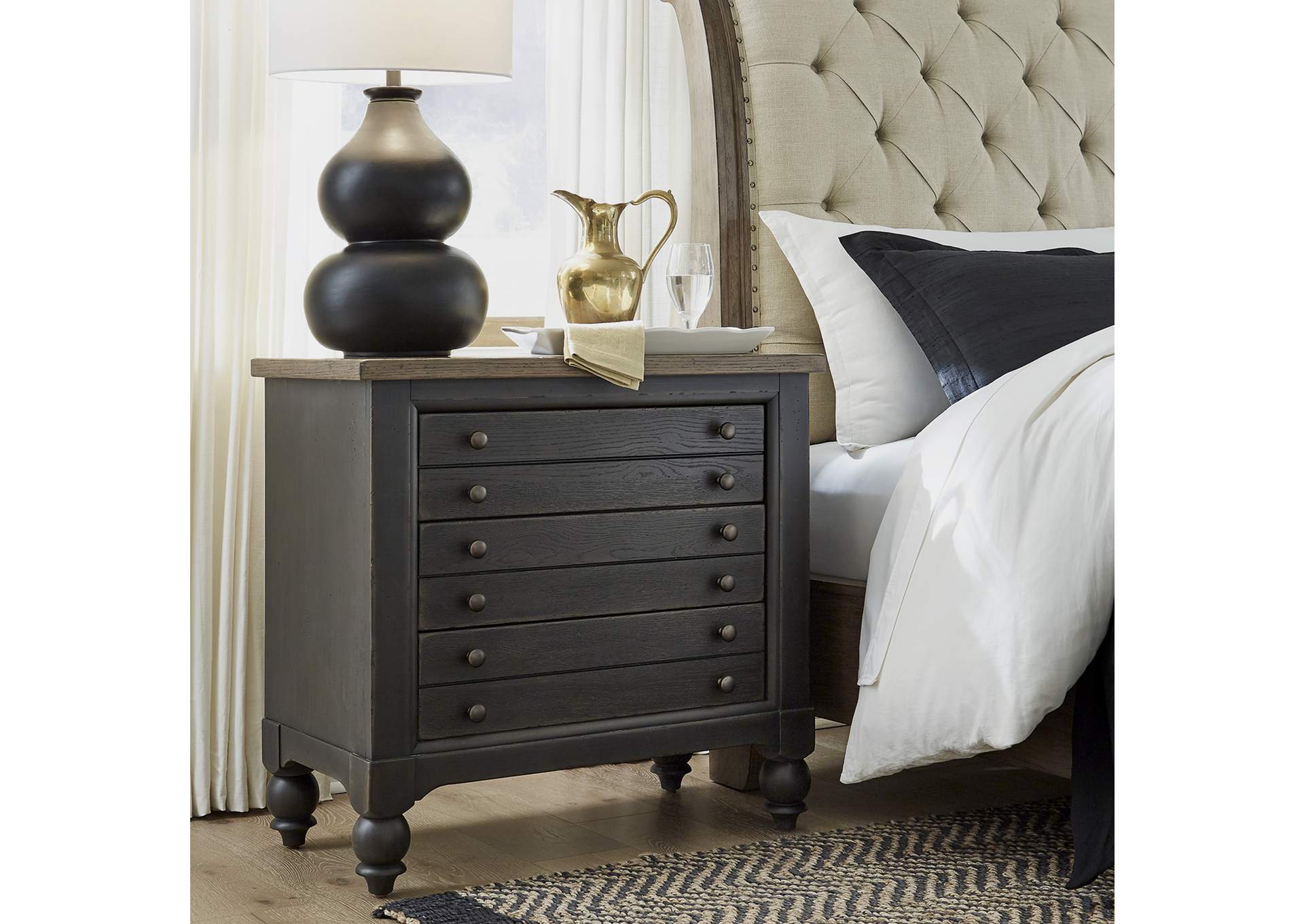 Bedside Chest w/ Charging Station Black Penland's Furniture