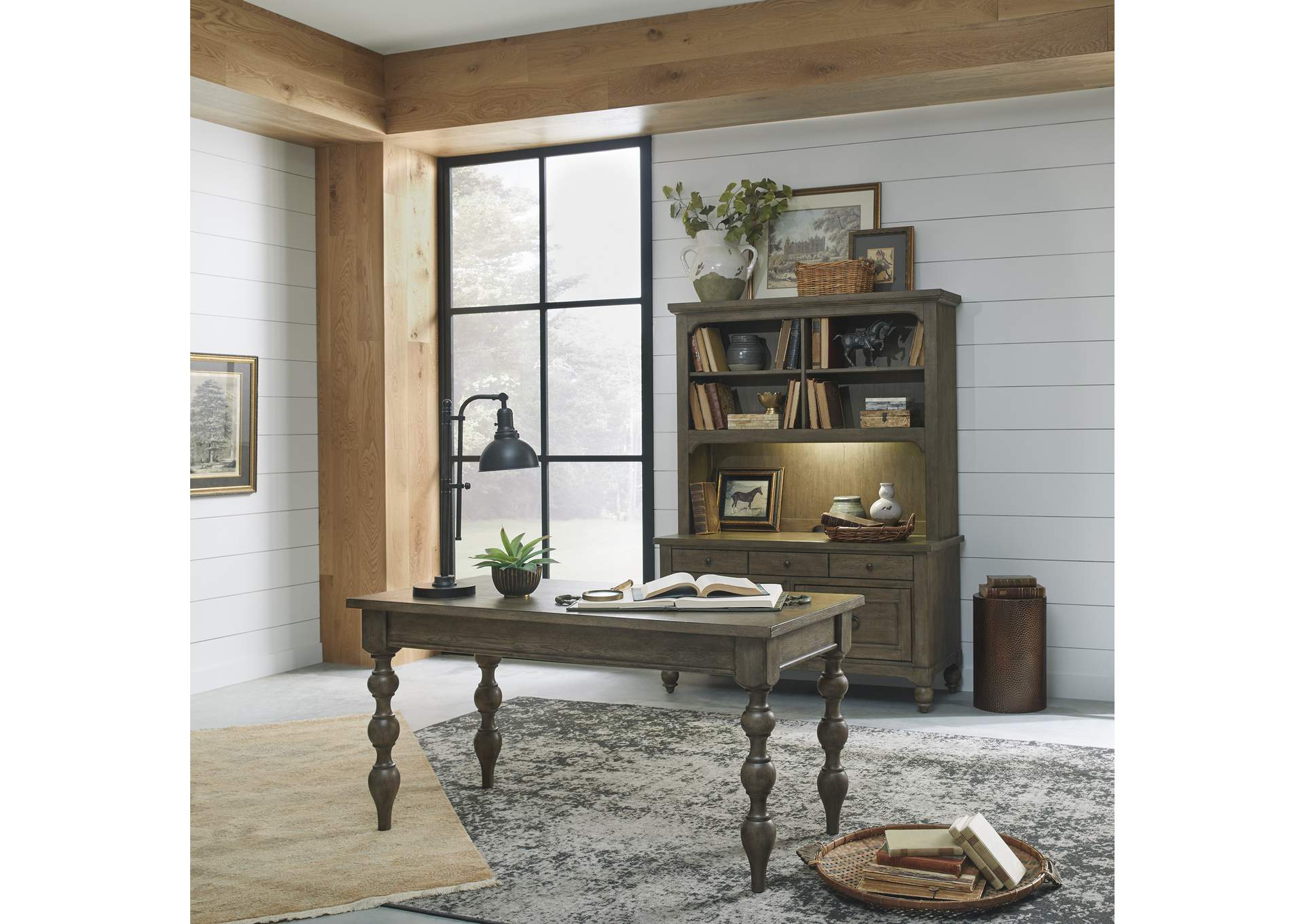 Americana Farmhouse 3 Piece Desk & Hutch Set,Liberty