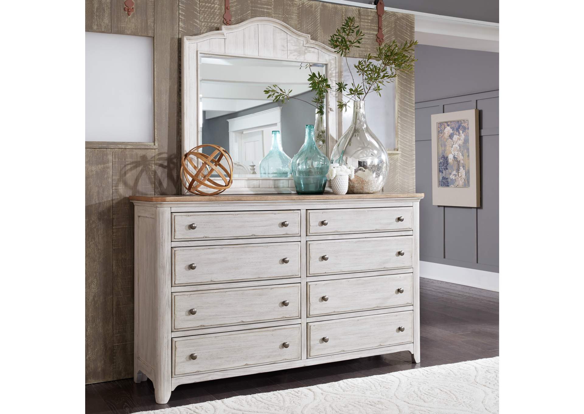 King Panel Bed, Dresser & Mirror, Chest, Night Stand,Liberty