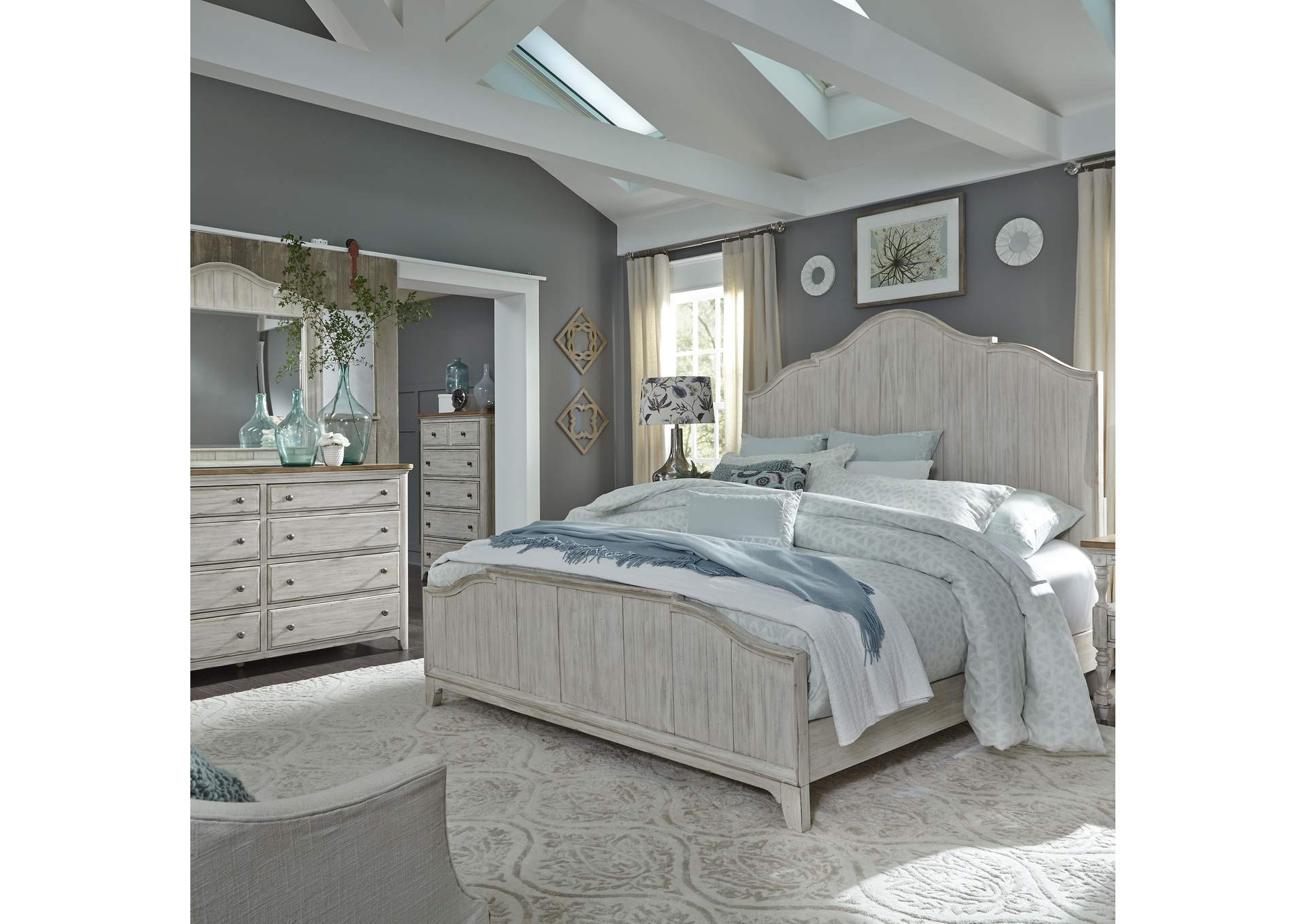 Queen Panel Bed, Dresser & Mirror, Chest,Liberty