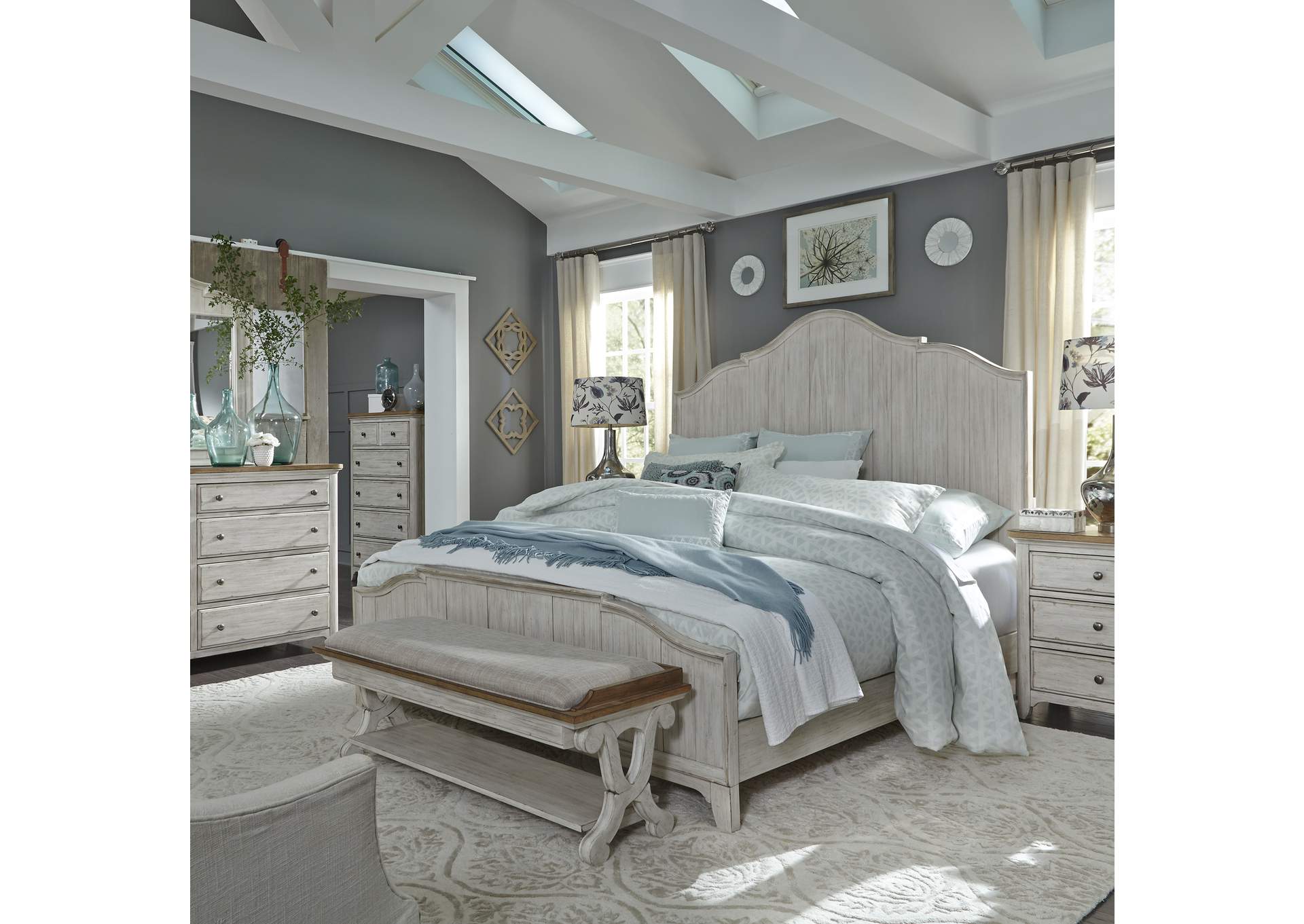 Queen Panel Bed, Dresser & Mirror, Chest, Night Stand,Liberty