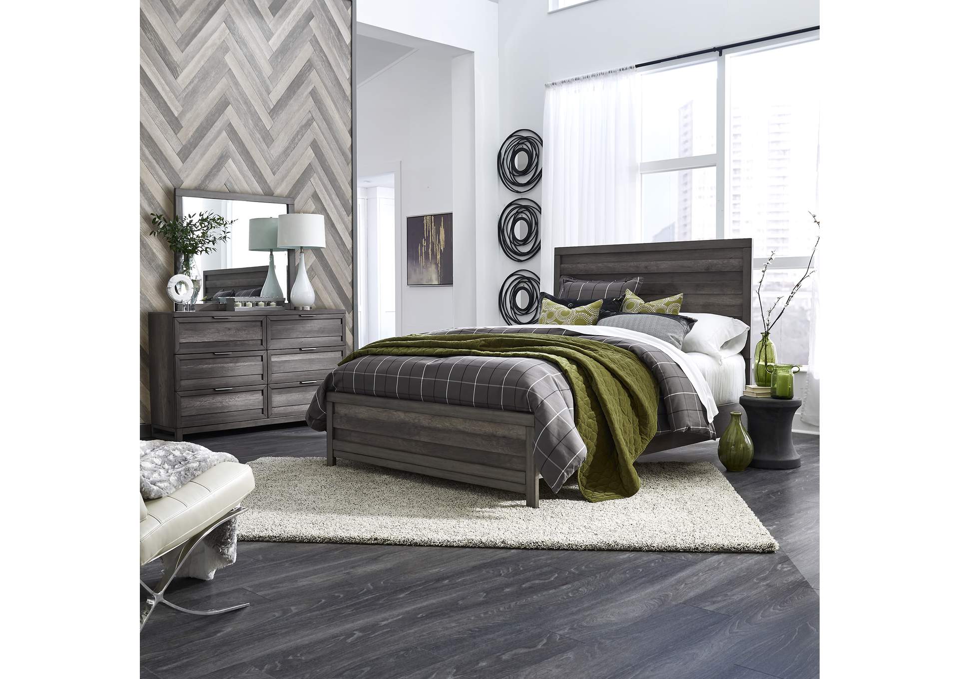 Tanners Creek California King Panel Bed, Dresser & Mirror,Liberty