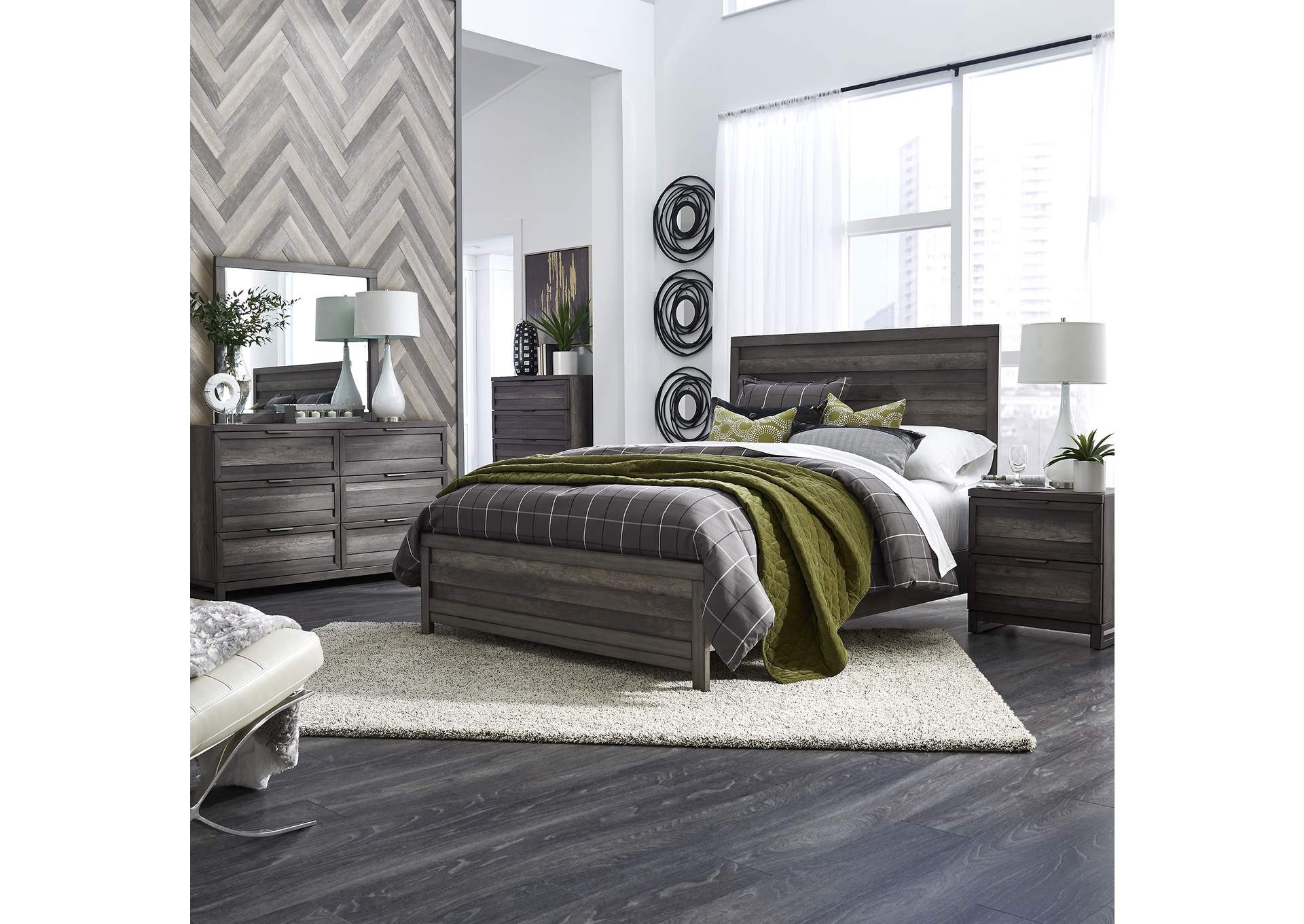Tanners Creek California King Panel Bed, Dresser & Mirror, Chest, Nightstand,Liberty