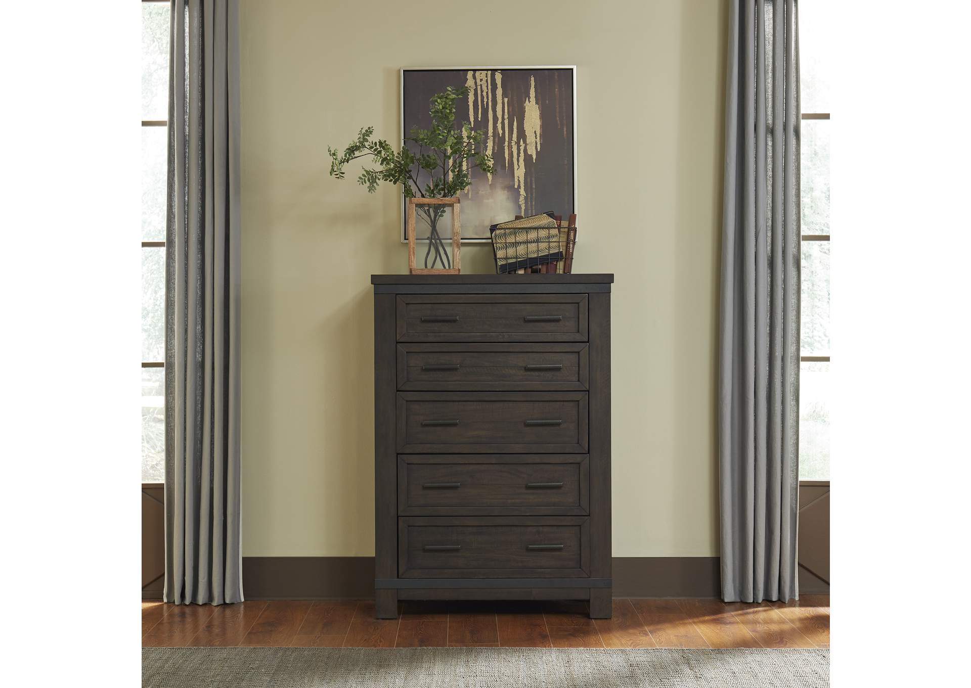Thornwood Hills Rock Beaten Gray California King Bookcase Bed, Dresser & Mirror, Chest,Liberty