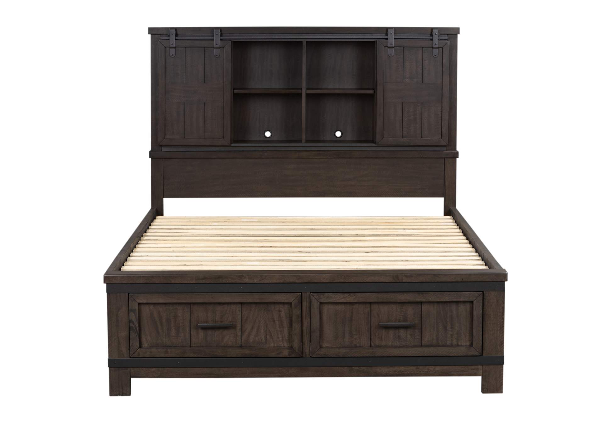 Thornwood Hills Rock Beaten Gray California King Bookcase Bed, Dresser & Mirror,Liberty