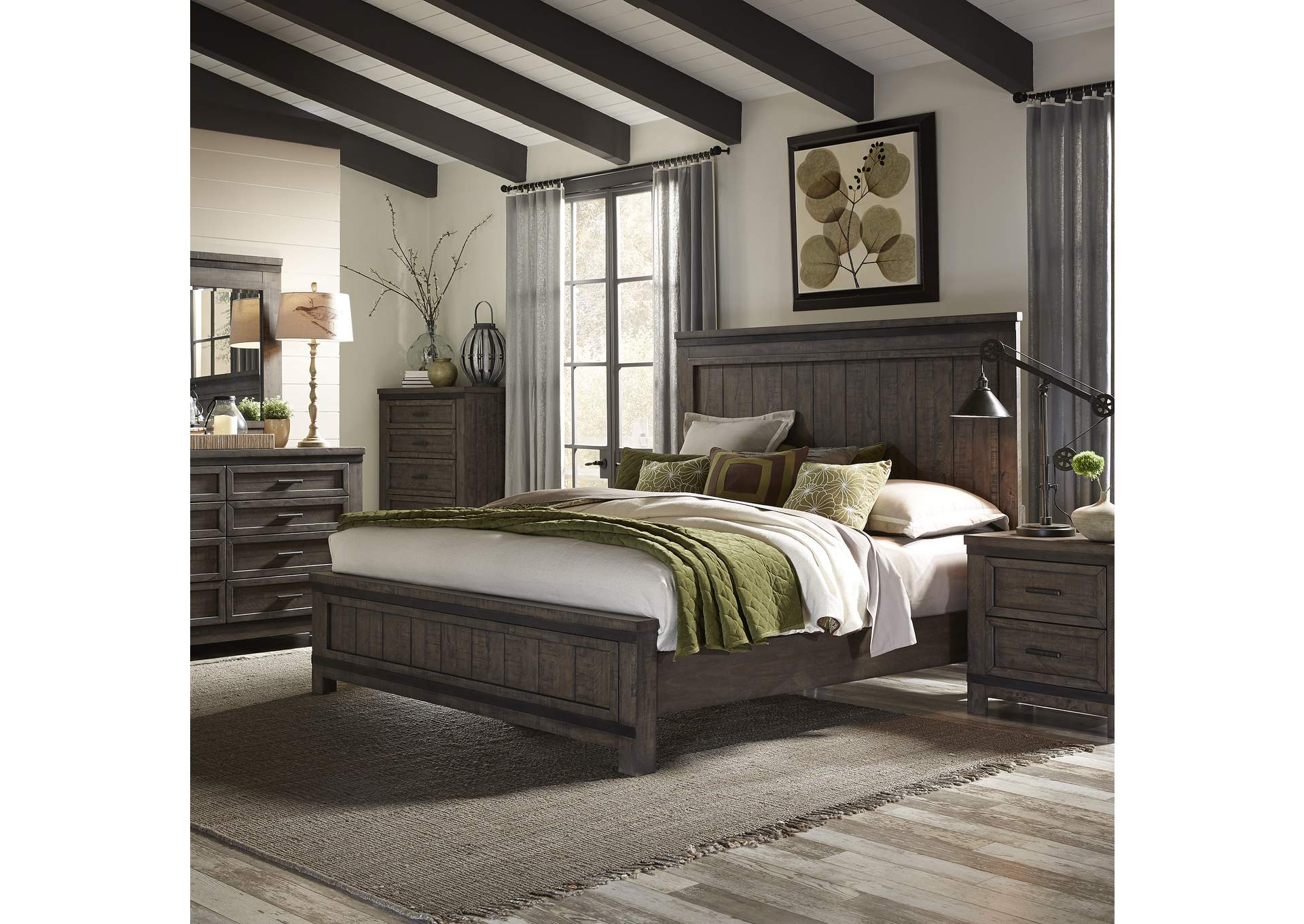 Thornwood Hills California King Panel Bed, Dresser & Mirror, Chest, Nightstand,Liberty