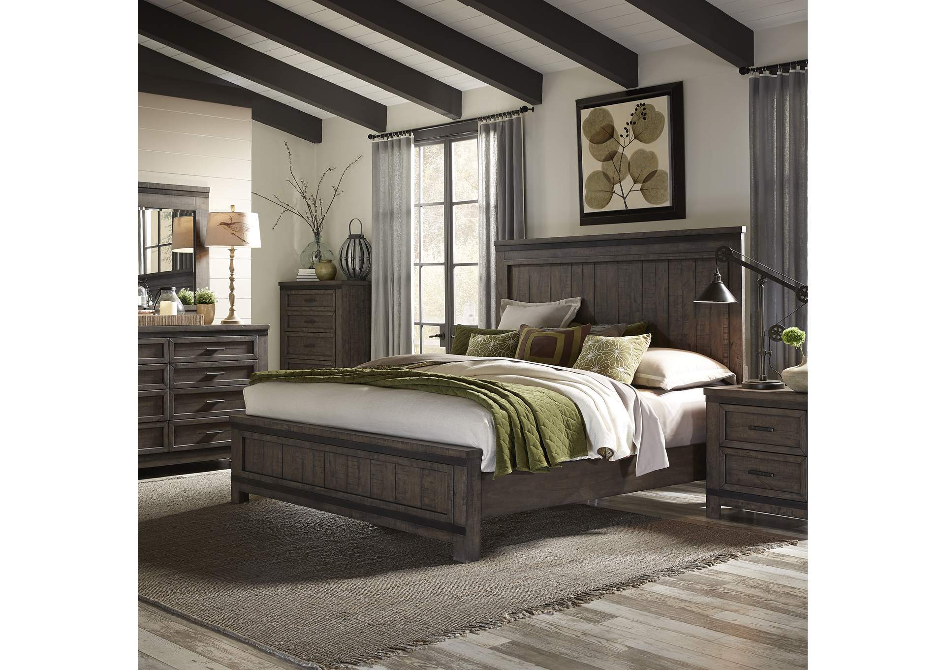 Thornwood Hills California King Panel Bed, Dresser & Mirror, Nightstand,Liberty