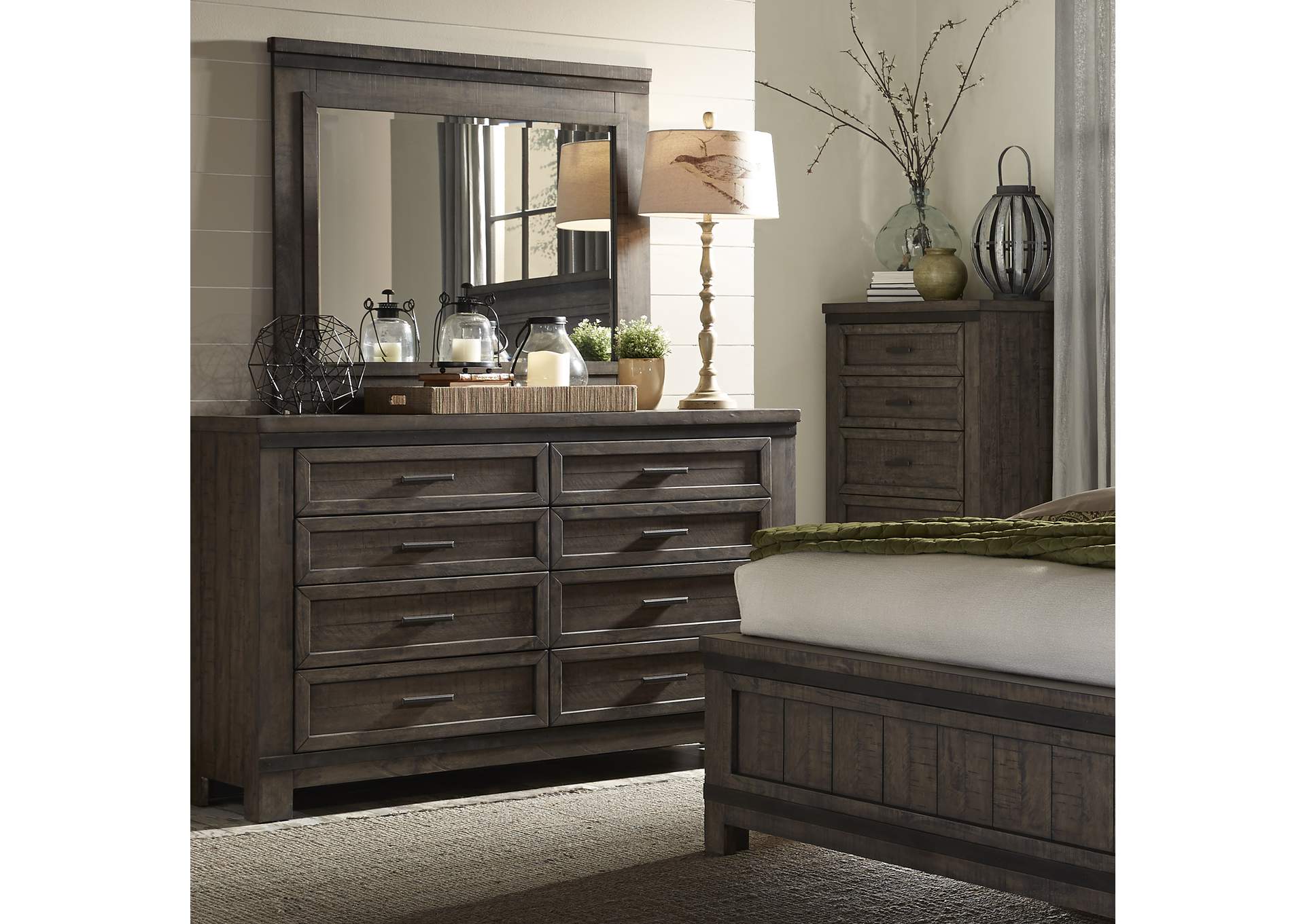 Thornwood Hills Rock Beaten Gray California King Storage Bed, Dresser & Mirror, Chest, Nightstand,Liberty