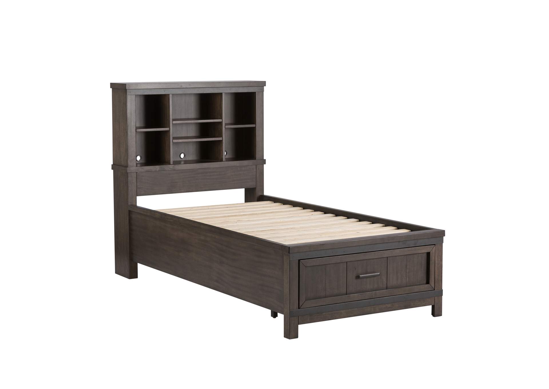 Thornwood Hills Rock Gray Twin Bookcase Bed, Dresser & Mirror,Liberty