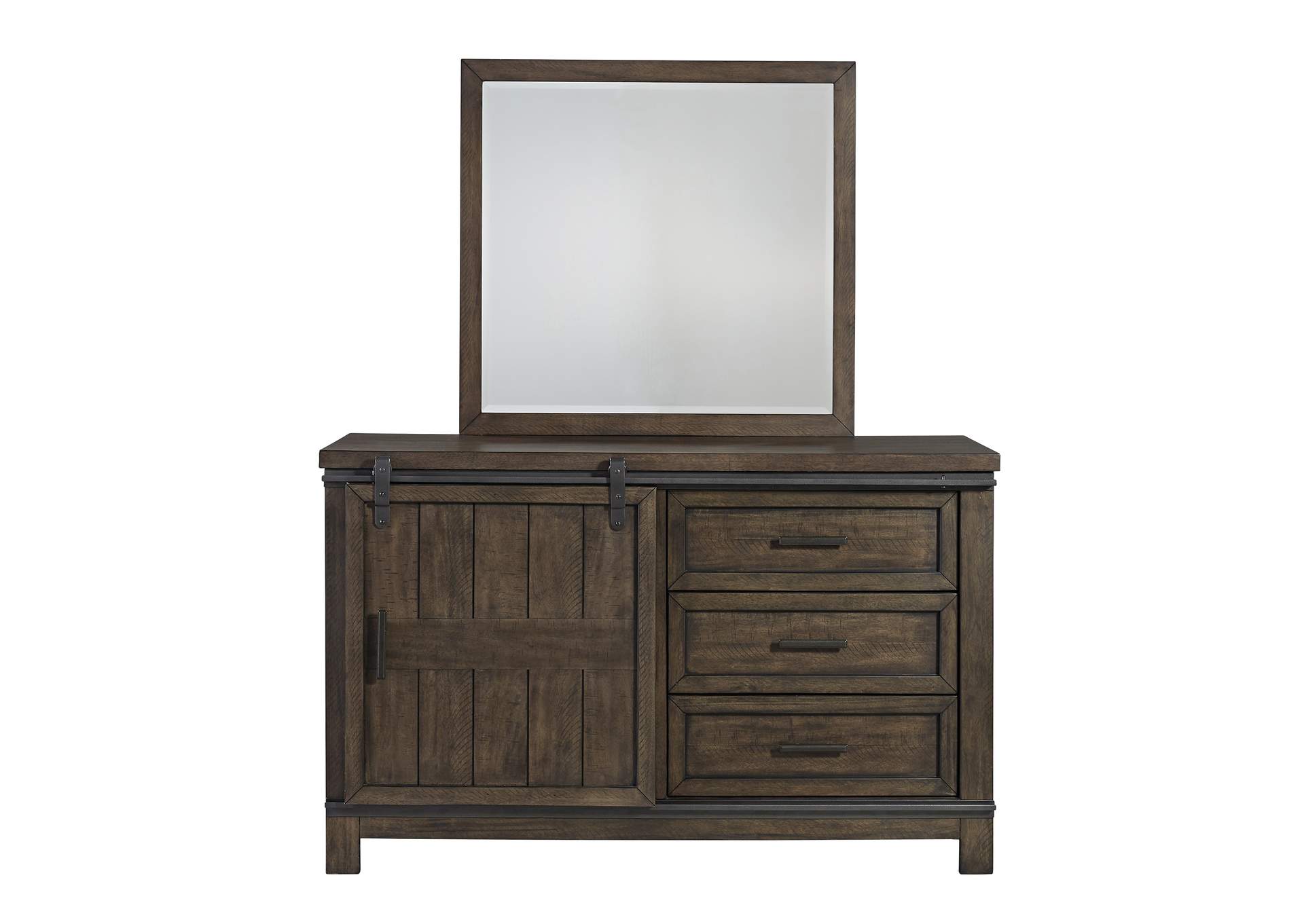 Thornwood Hills Rock Gray Twin Bookcase Bed, Dresser & Mirror,Liberty