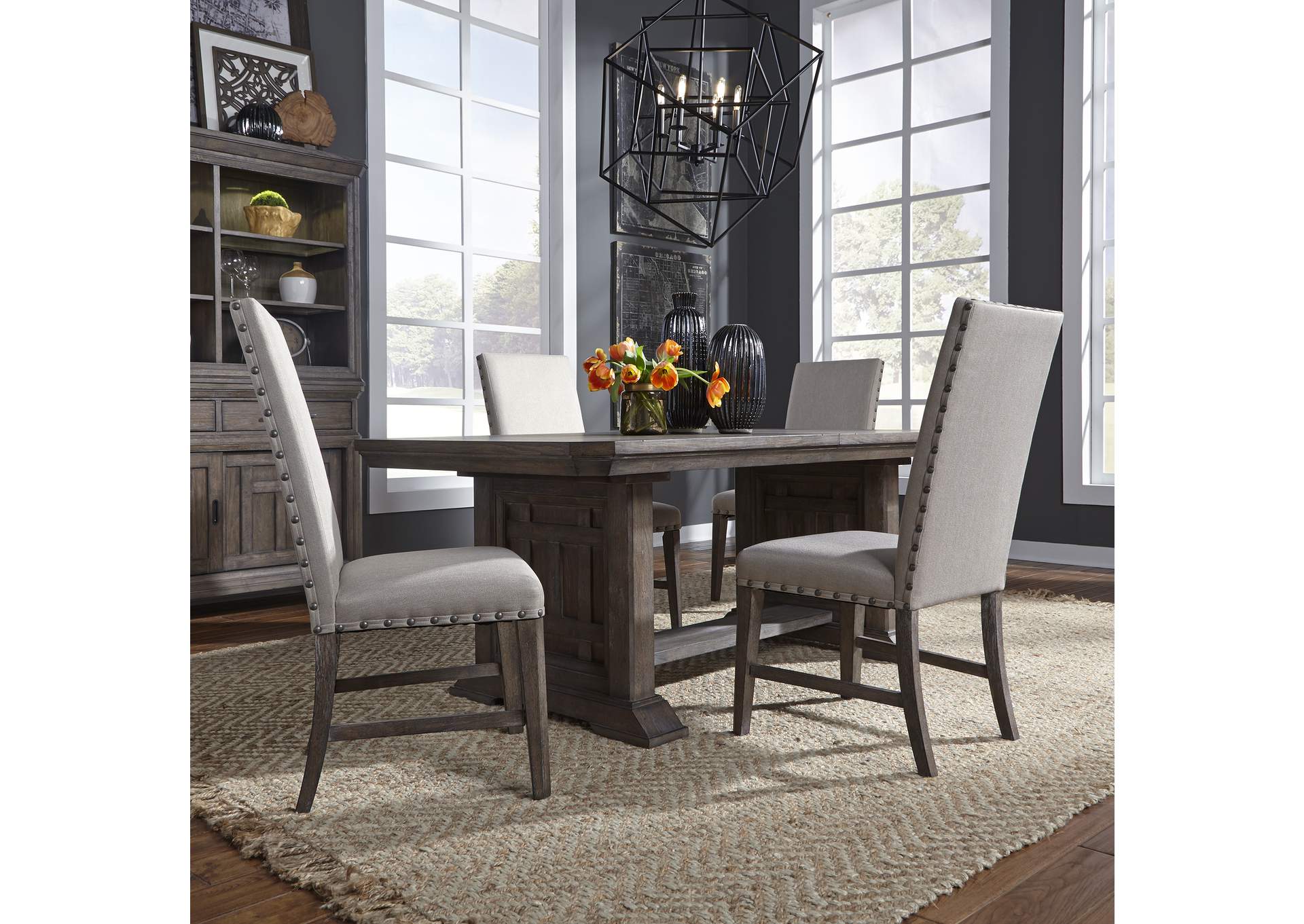 Artisan Prairie 5 Piece Trestle Table Set,Liberty