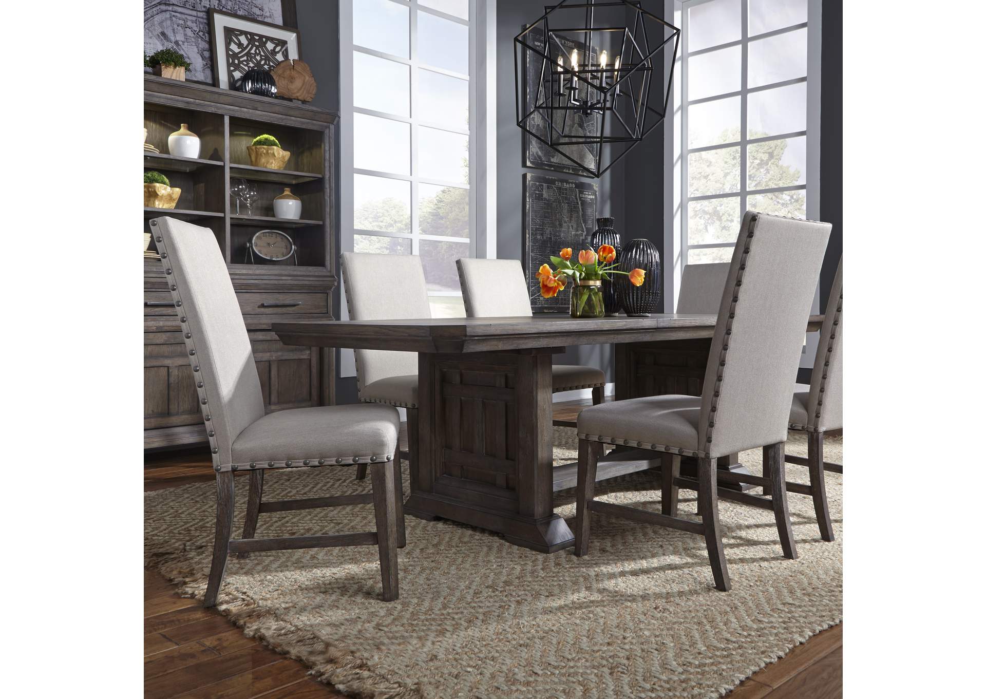 Artisan Prairie 7 Piece Trestle Table Set,Liberty