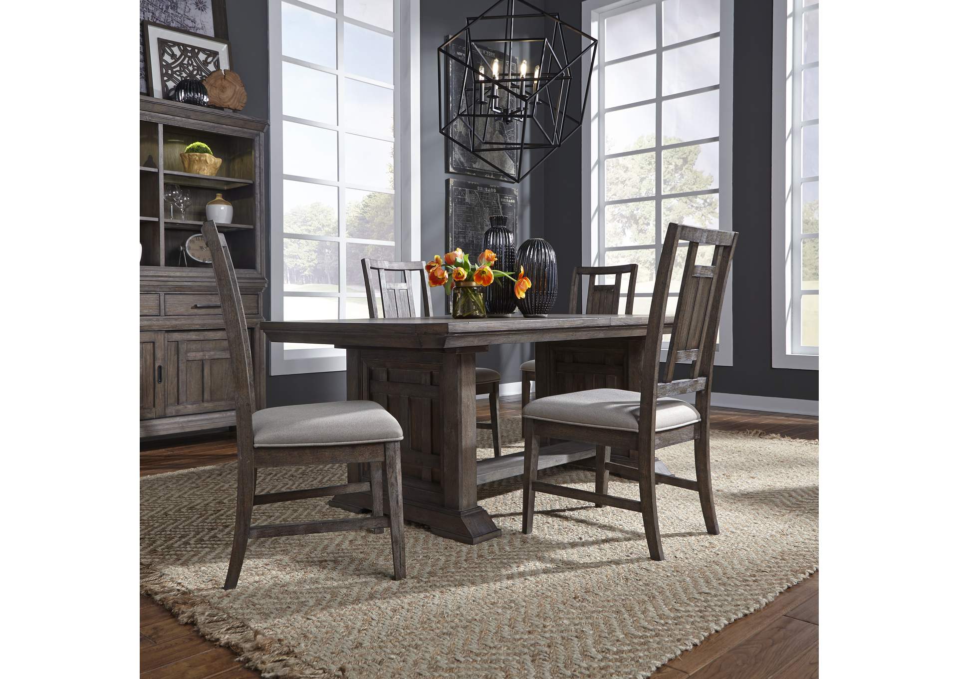 Artisan Prairie Opt 5 Piece Trestle Table Set,Liberty