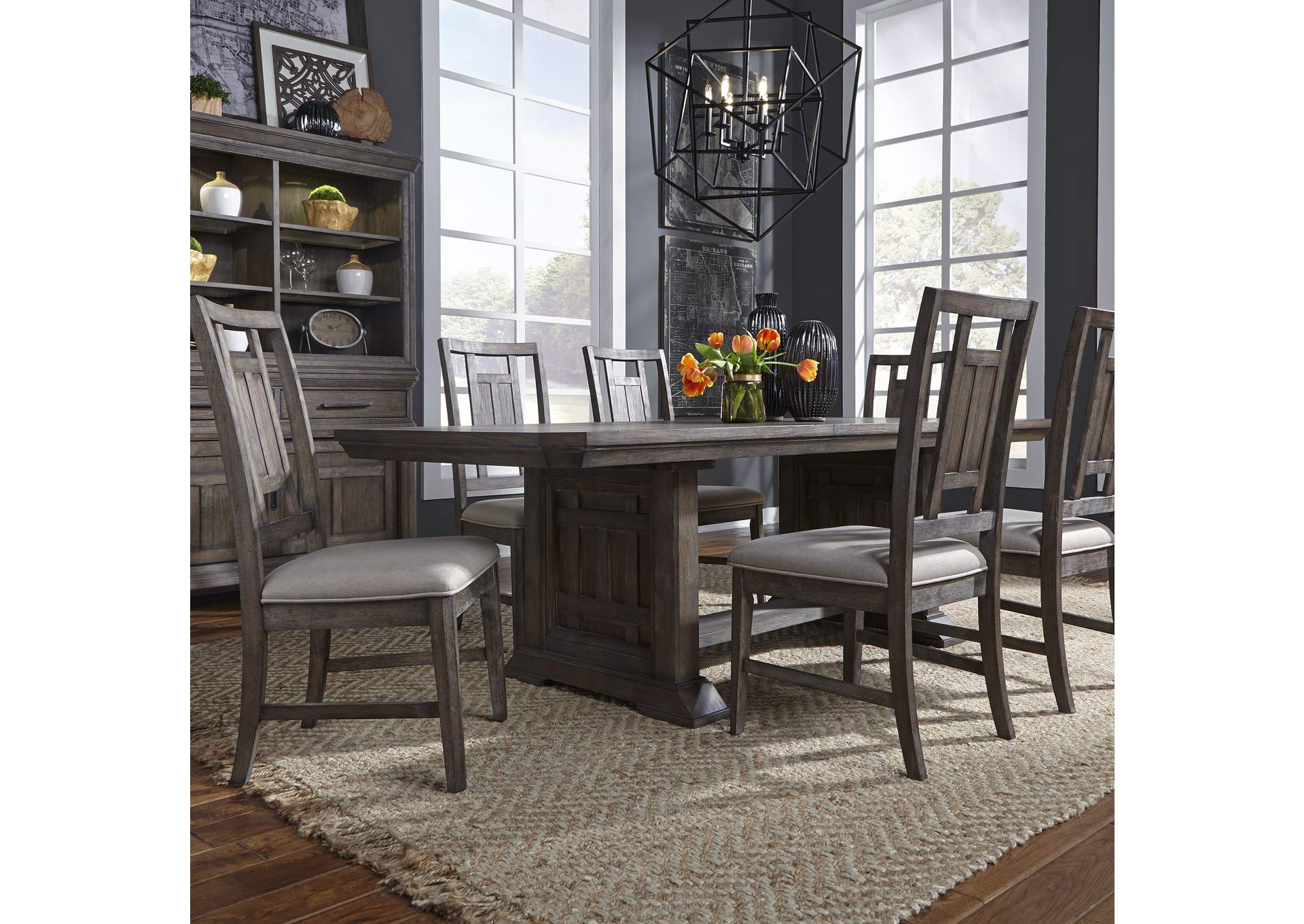 Artisan Prairie Opt 7 Piece Trestle Table Set,Liberty