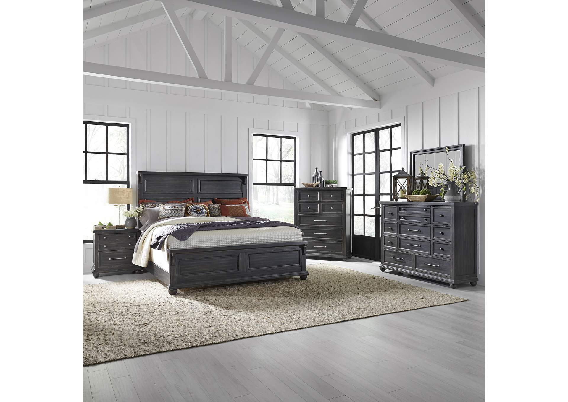 King California Panel Bed, Dresser & Mirror, Chest, Night Stand,Liberty
