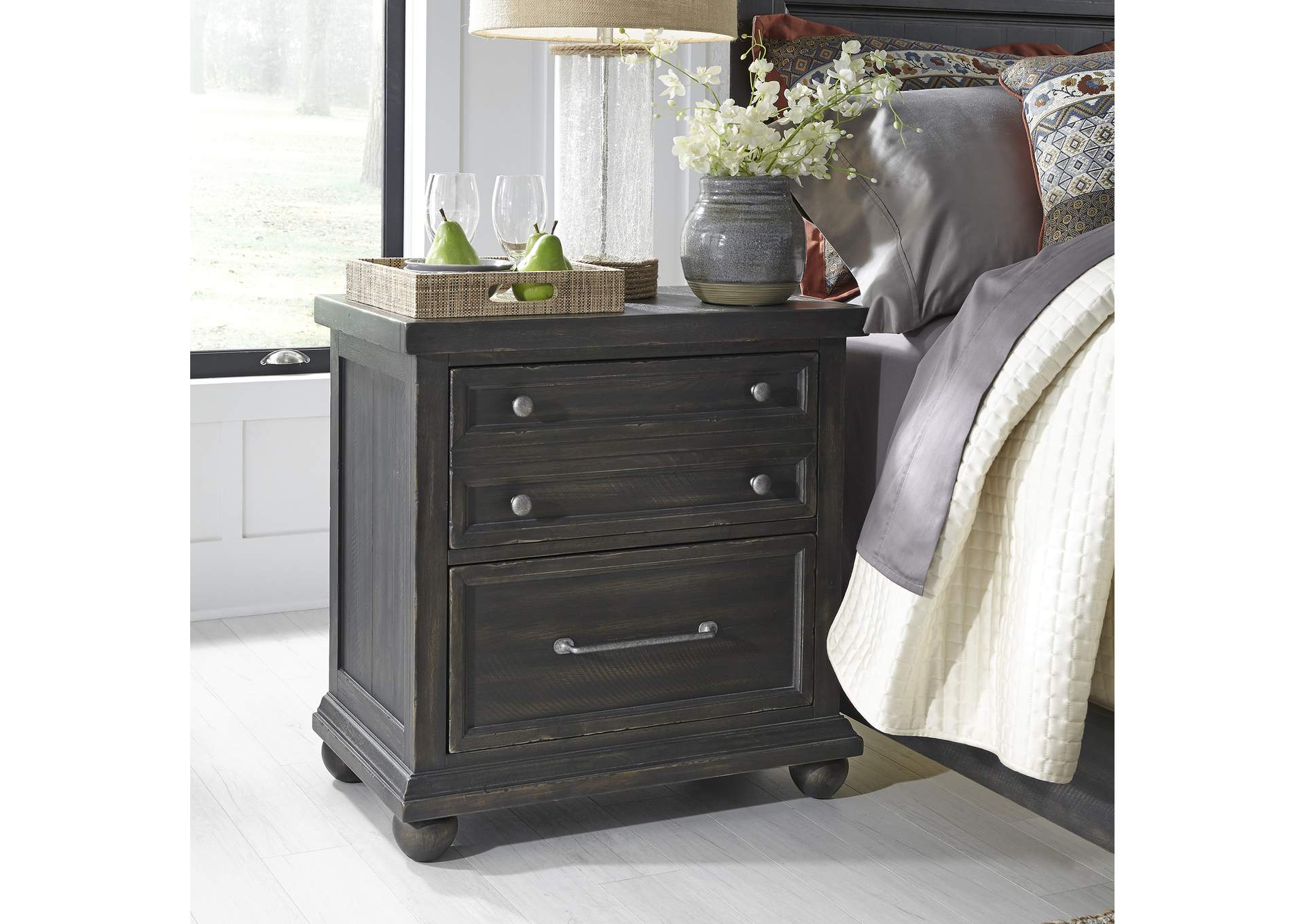 Harvest Home Night Stand w/ Charging Station,Liberty