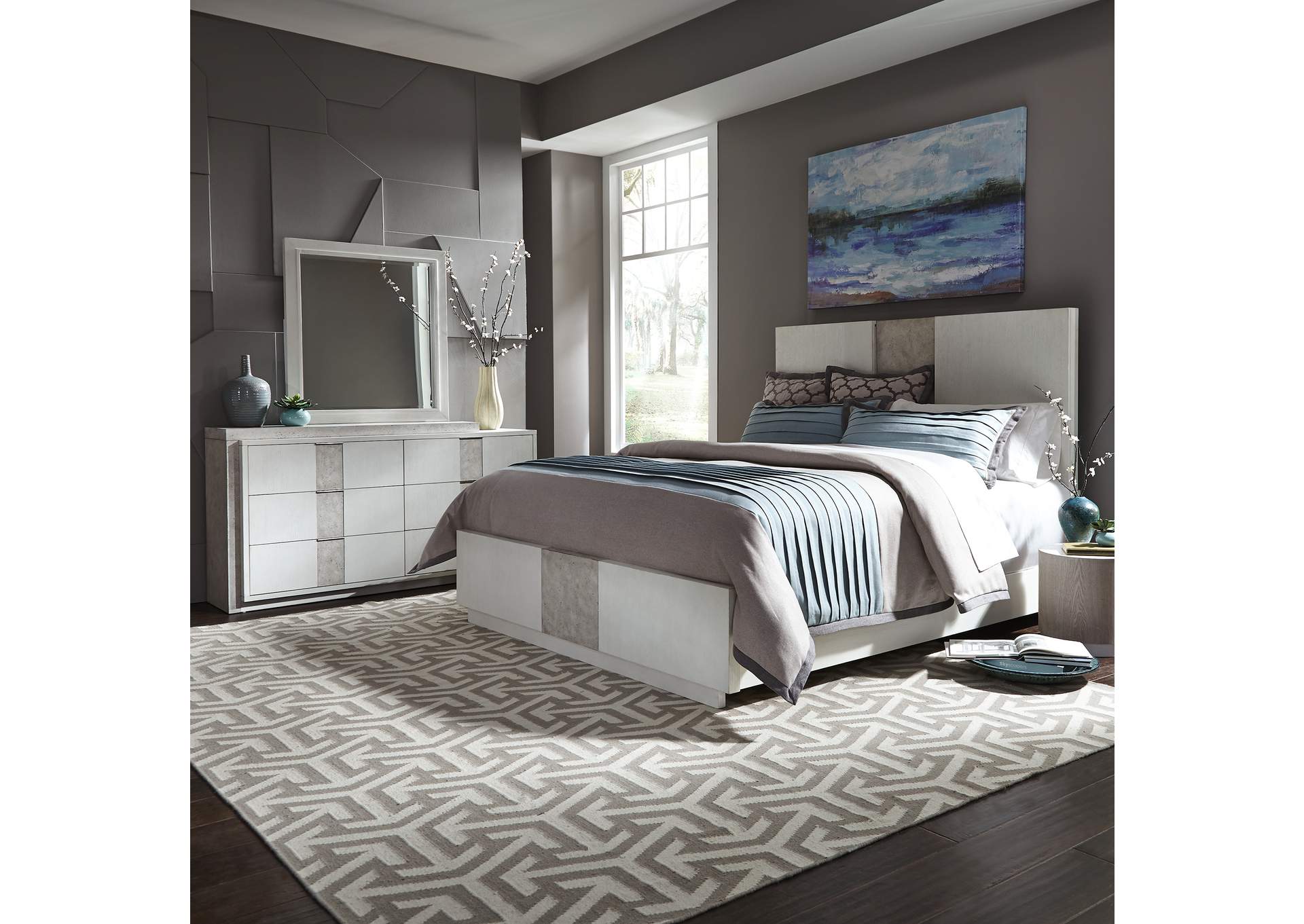 King Panel Bed, Dresser & Mirror,Liberty