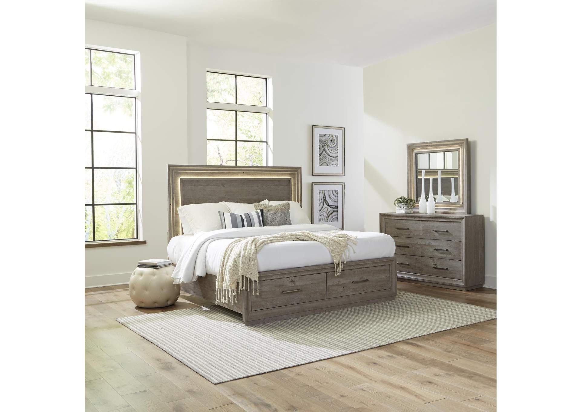 Horizons Queen Storage Bed, Dresser & Mirror,Liberty