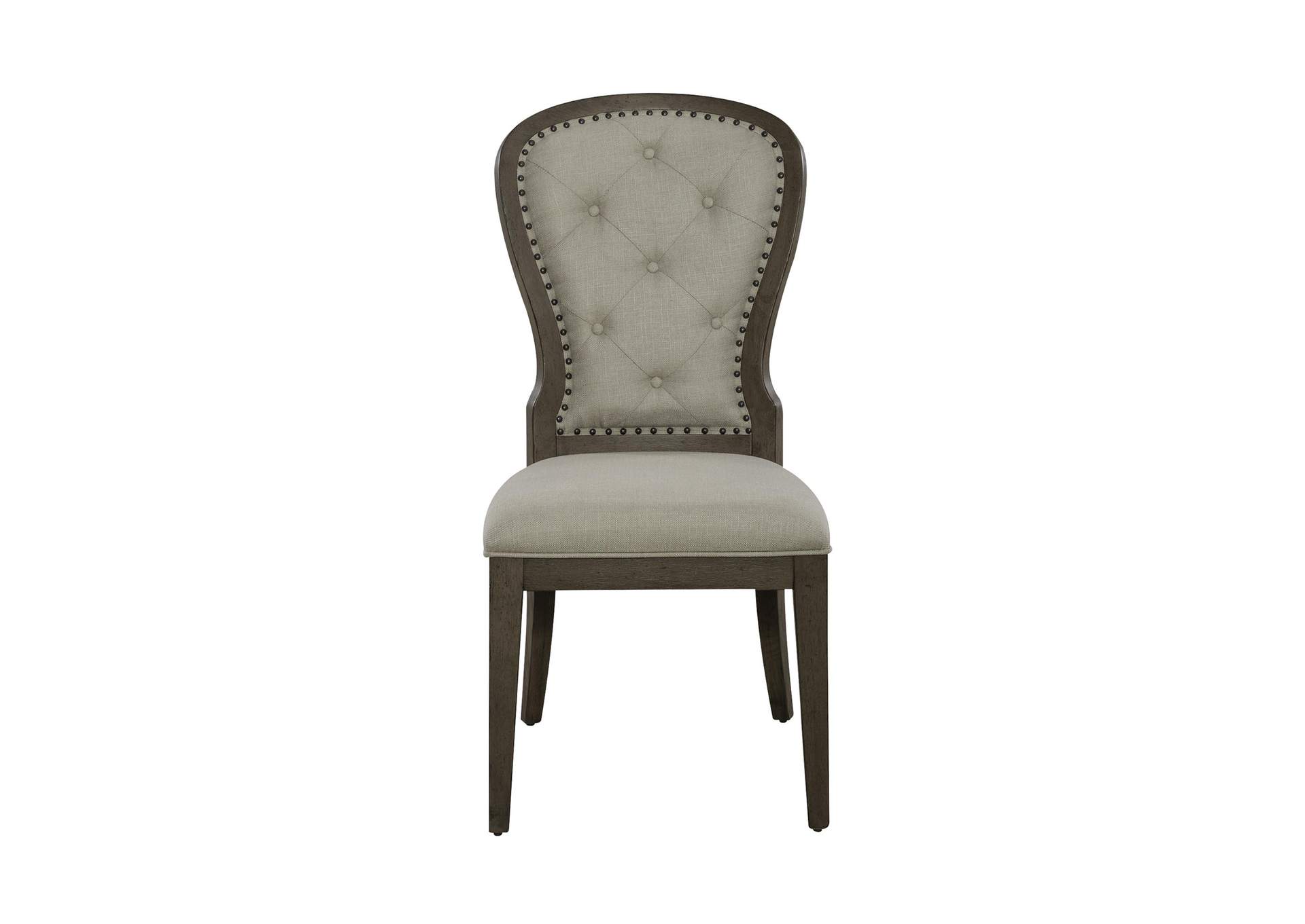 Americana Farmhouse Upholstered Tufted Back Side Chair,Liberty