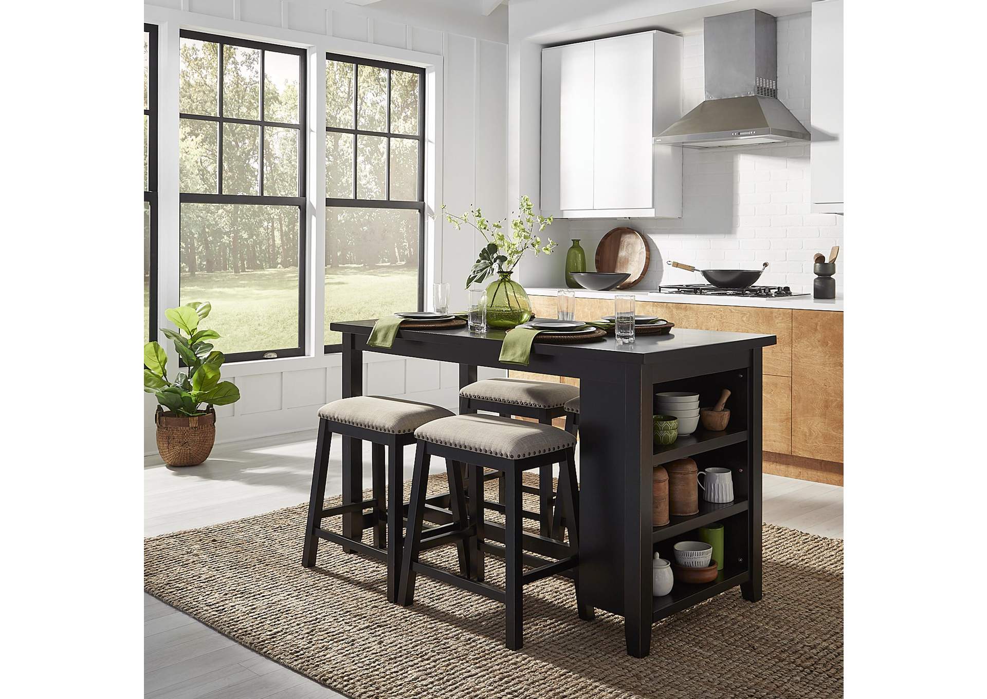 Brook Creek 5 Piece Counter Set - Black,Liberty
