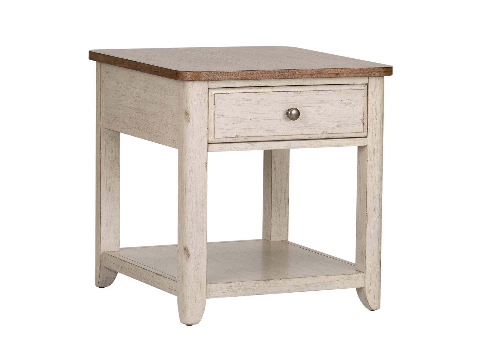 Farmhouse Reimagined End Table with Basket,Liberty