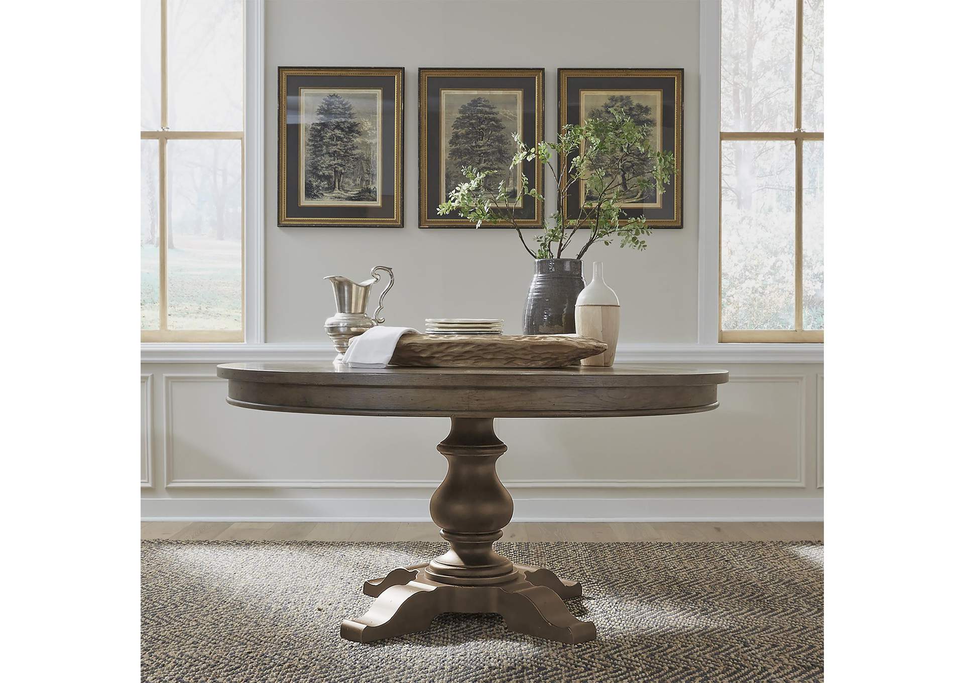 Americana Farmhouse Pedestal Table Set,Liberty