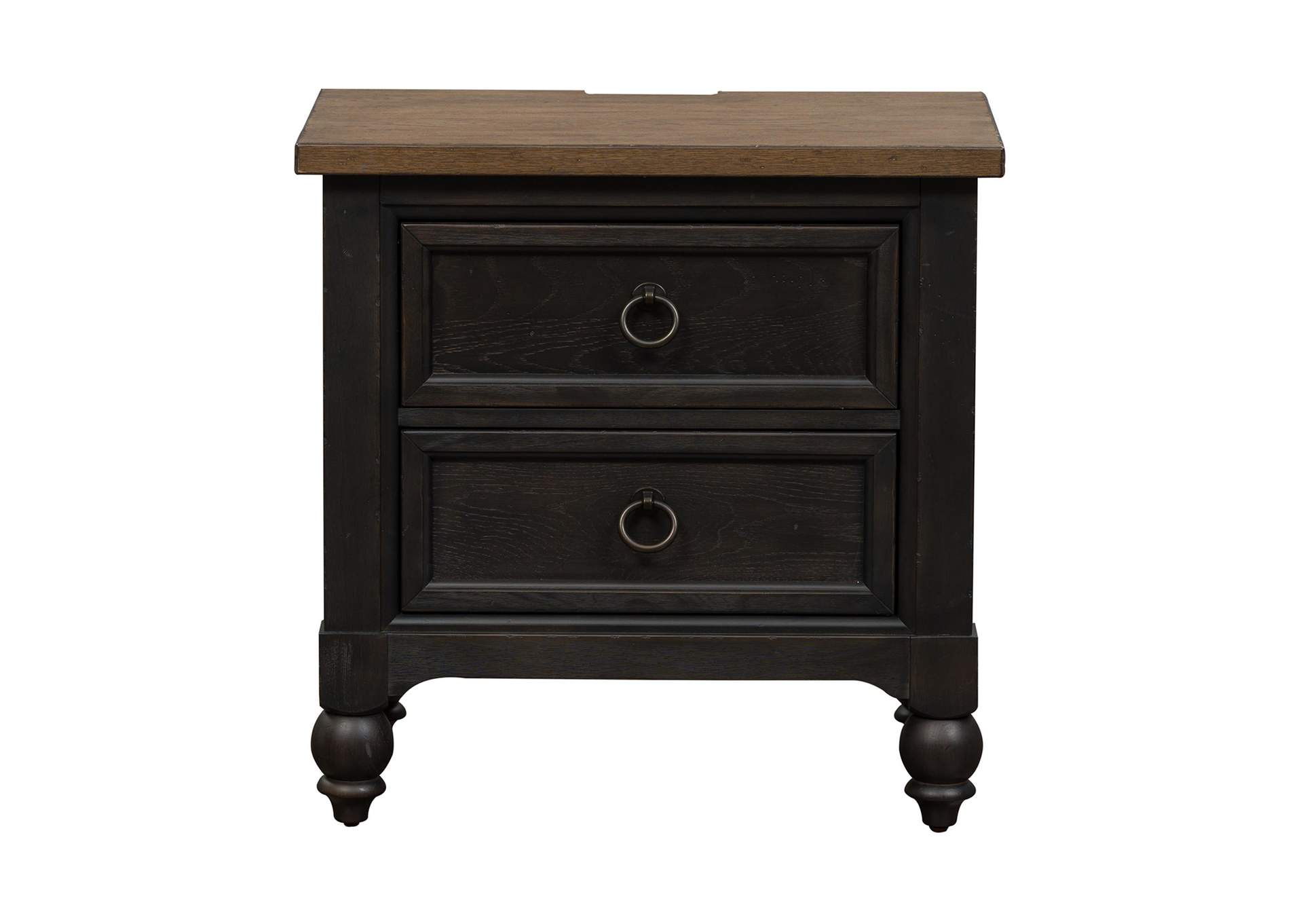 Americana Farmhouse 2 Drawer Nightstand with Charging Station - Black,Liberty