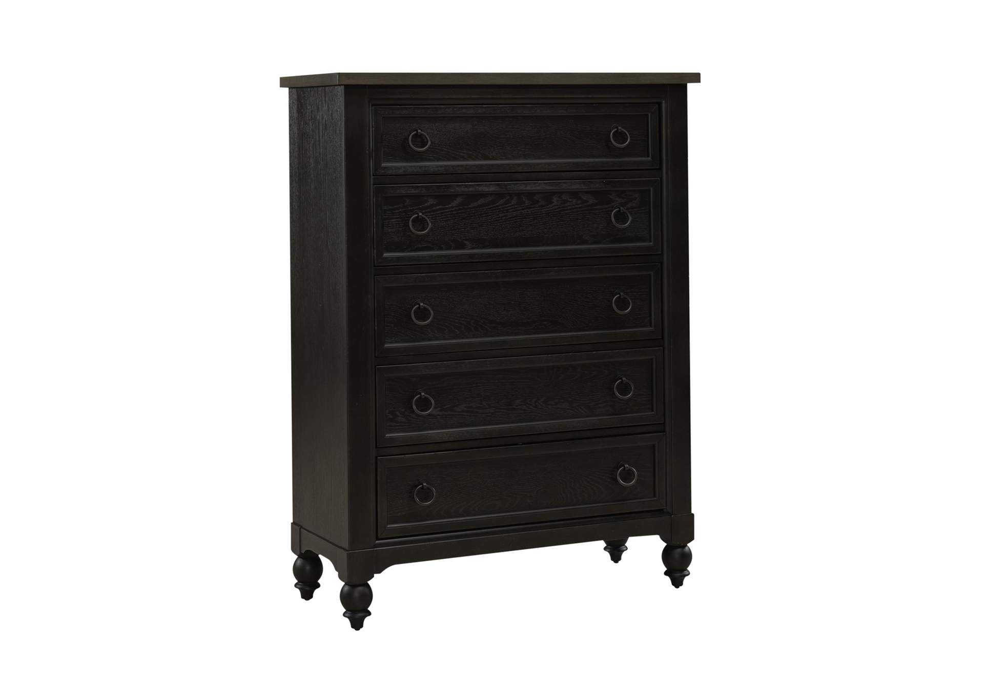 Americana Farmhouse 5 Drawer Chest - Black,Liberty