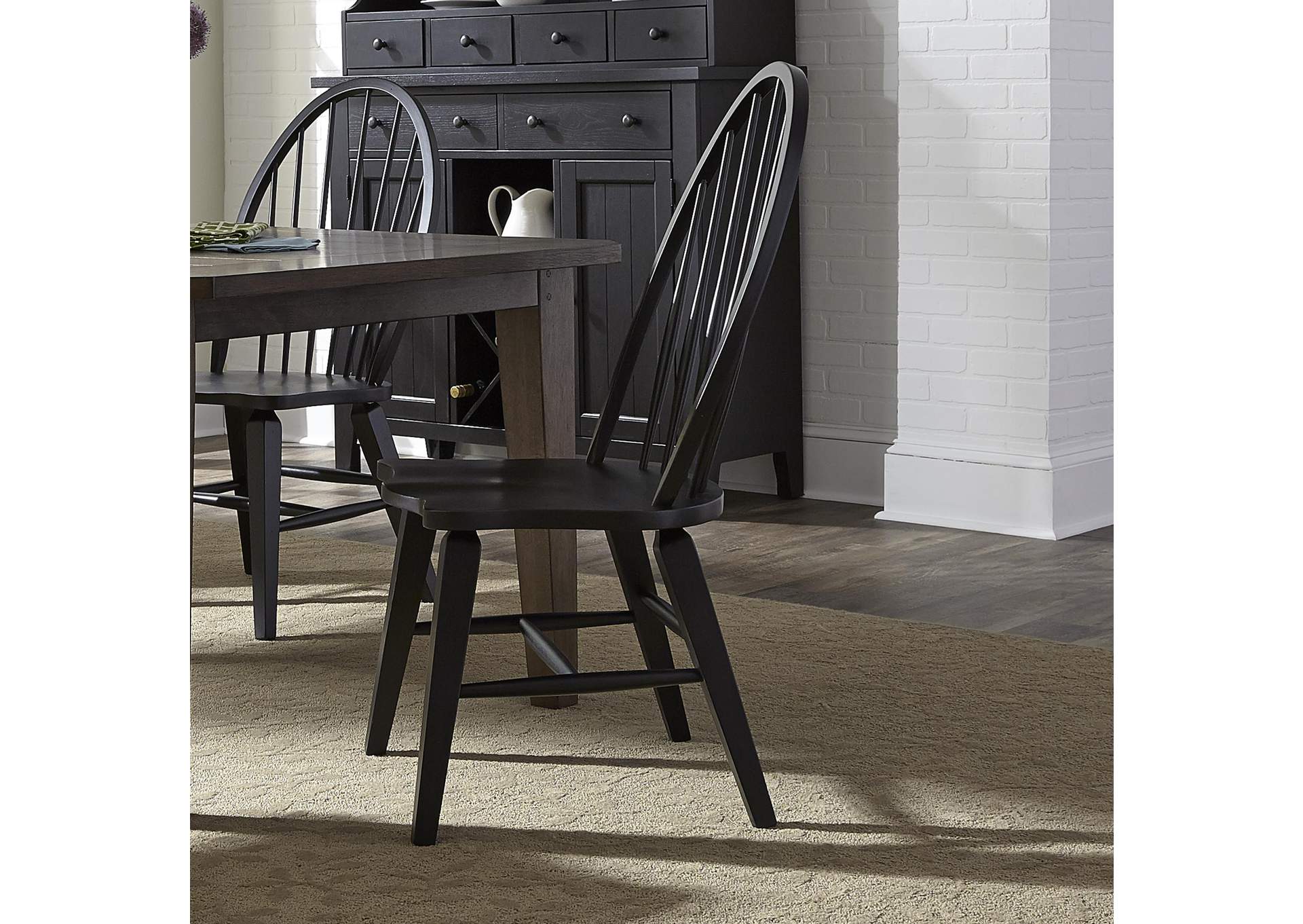 Hearthstone Ridge Windsor Back Side Chair - Black,Liberty