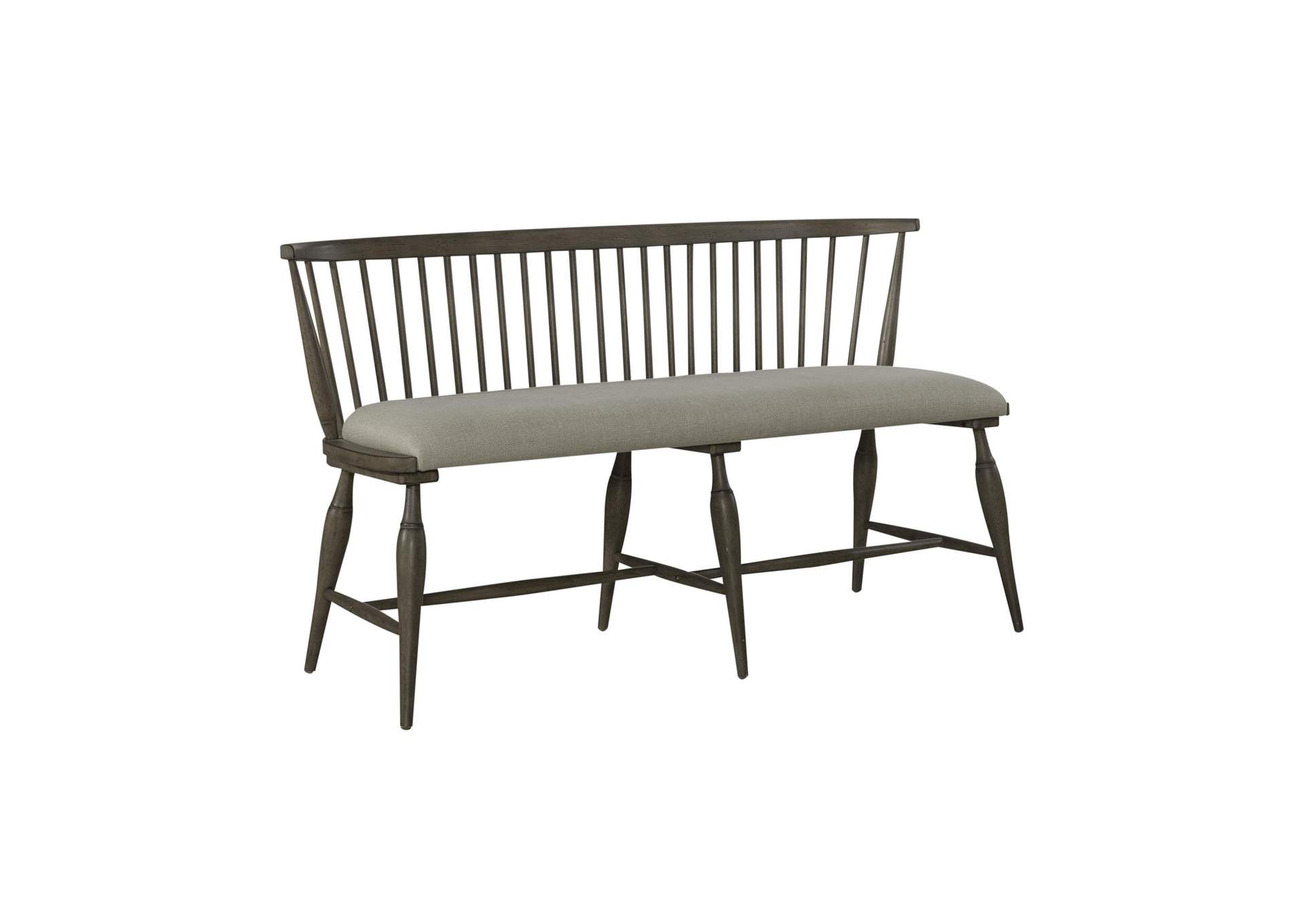 Americana Farmhouse Upholstered Seat Windsor Dining Bench (RTA),Liberty