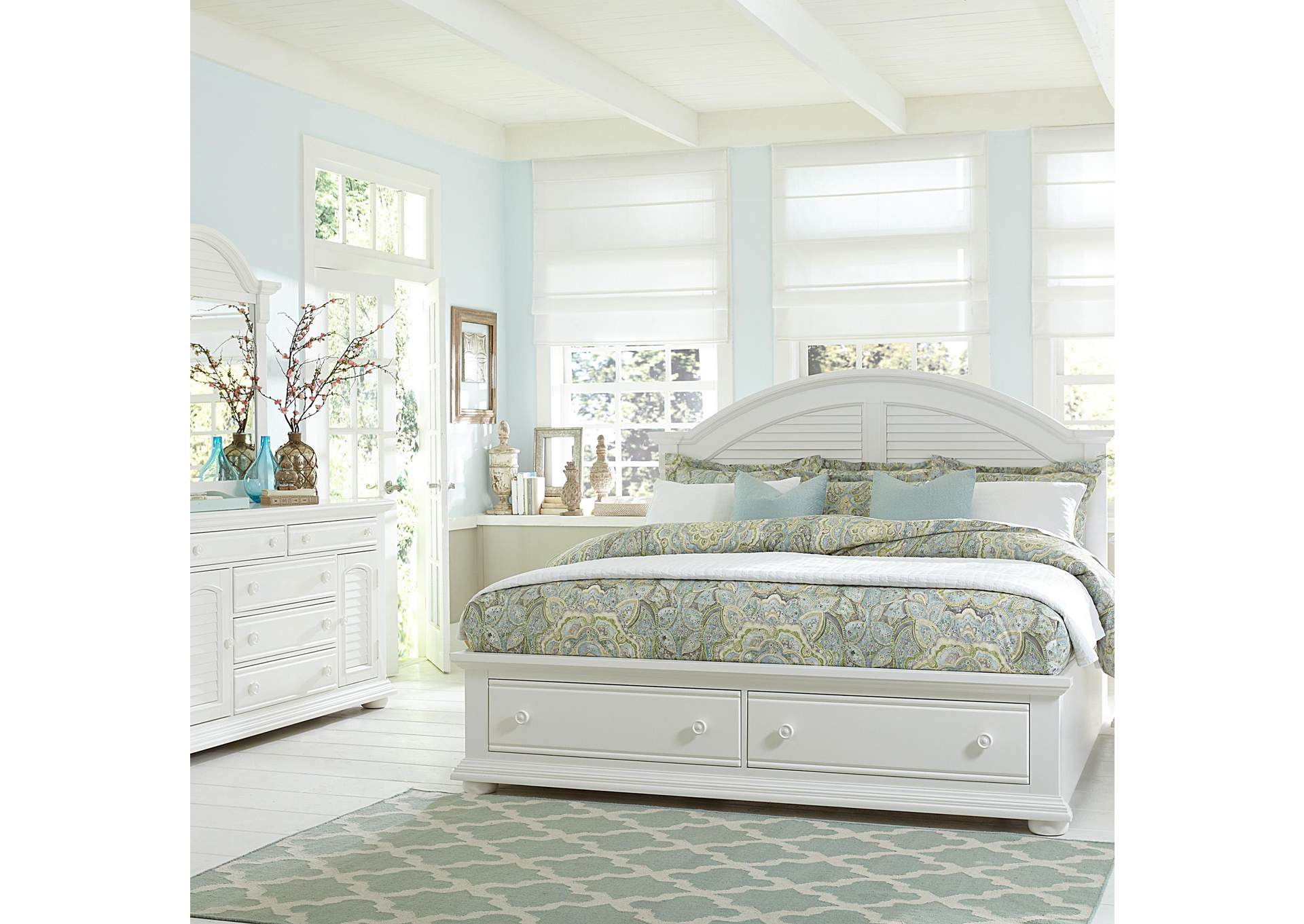 Summer House I King Storage Bed, Dresser & Mirror,Liberty