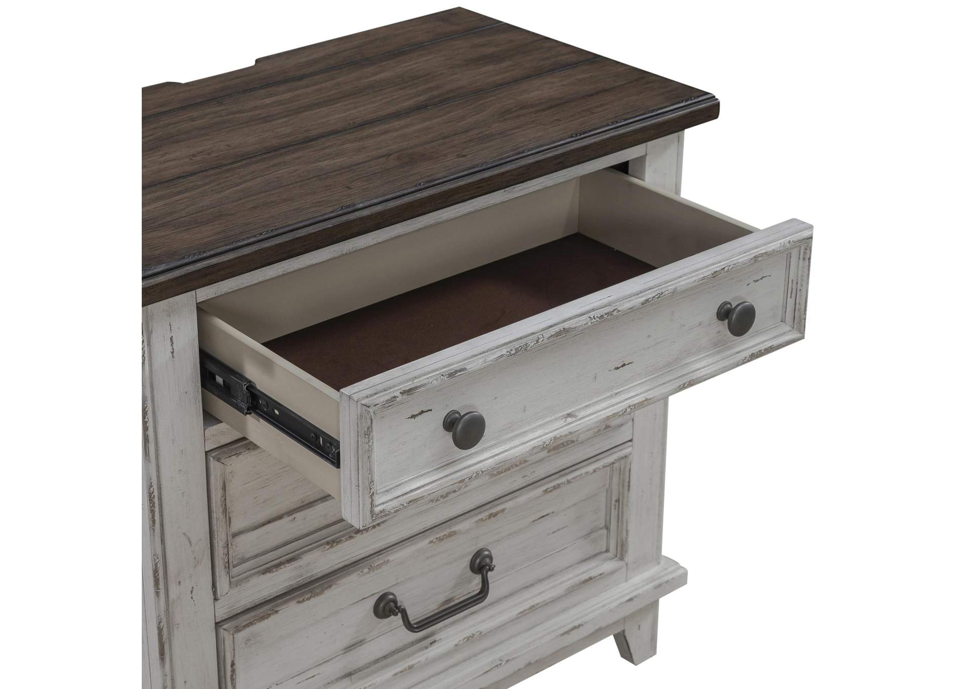 River Place 3 Drawer Nightstand with Charging Station,Liberty