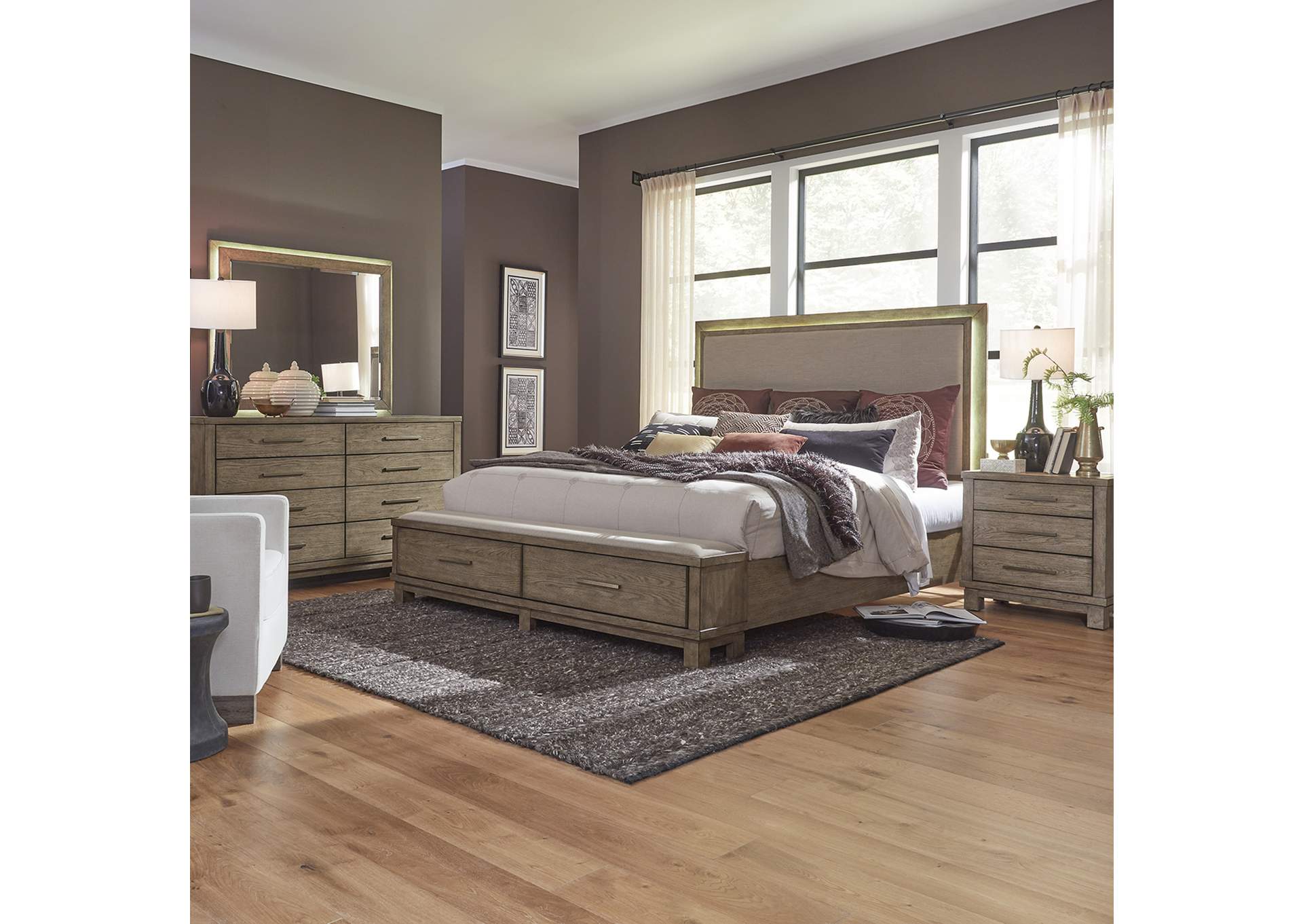 Canyon Road King Storage Bed, Dresser & Mirror, Nightstand,Liberty