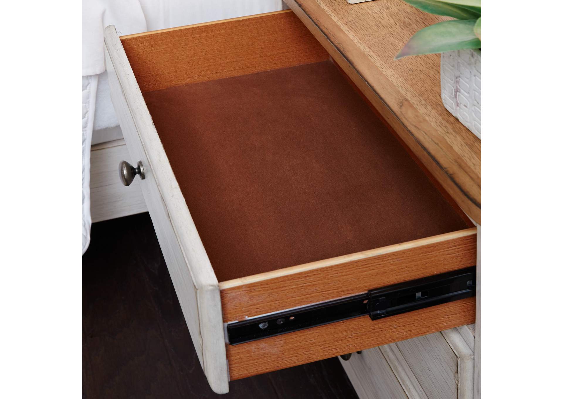 Farmhouse Reimagined 3 Drawer Nightstand with Charging Station,Liberty