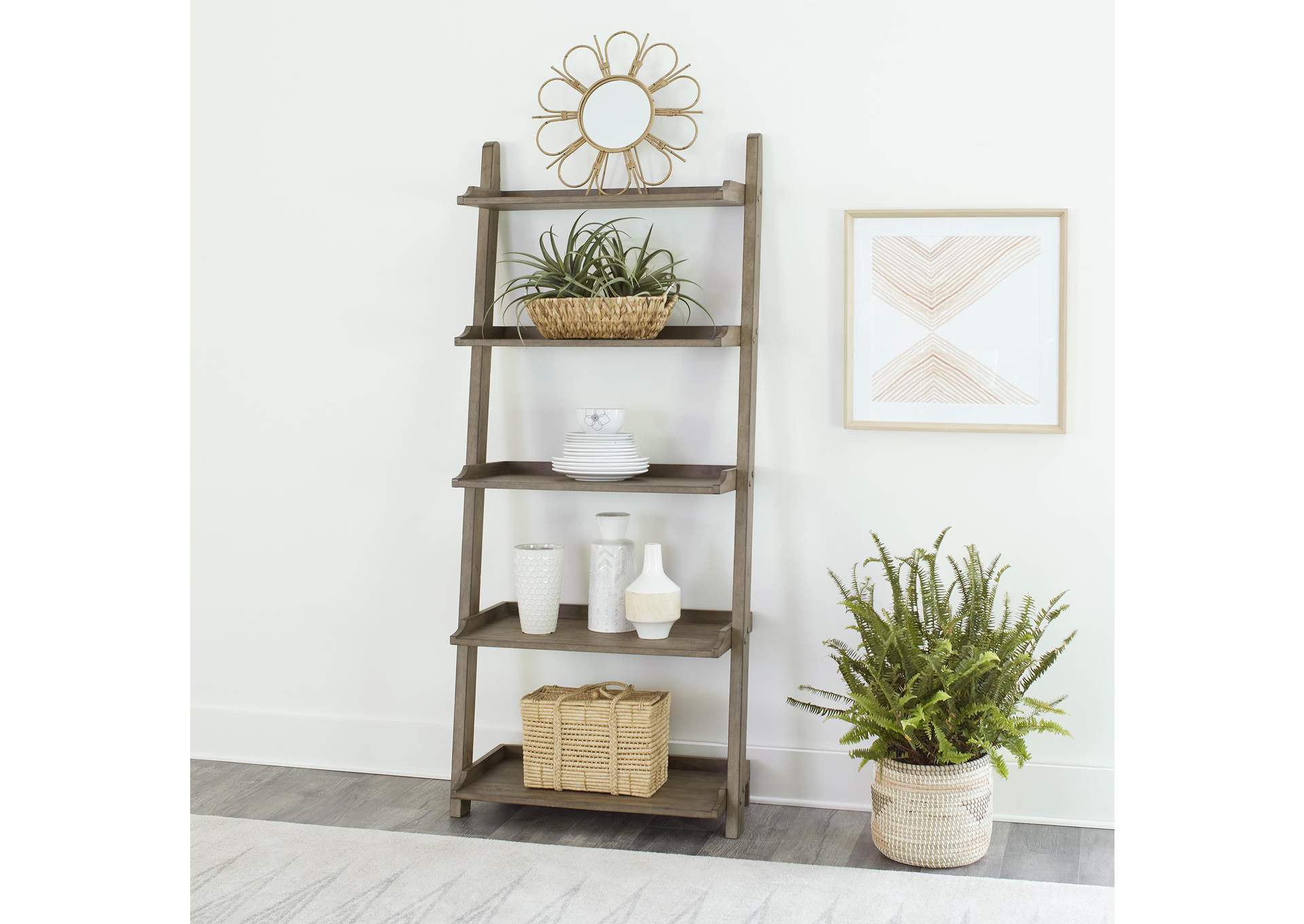 Americana Farmhouse Leaning Pier Bookcase,Liberty