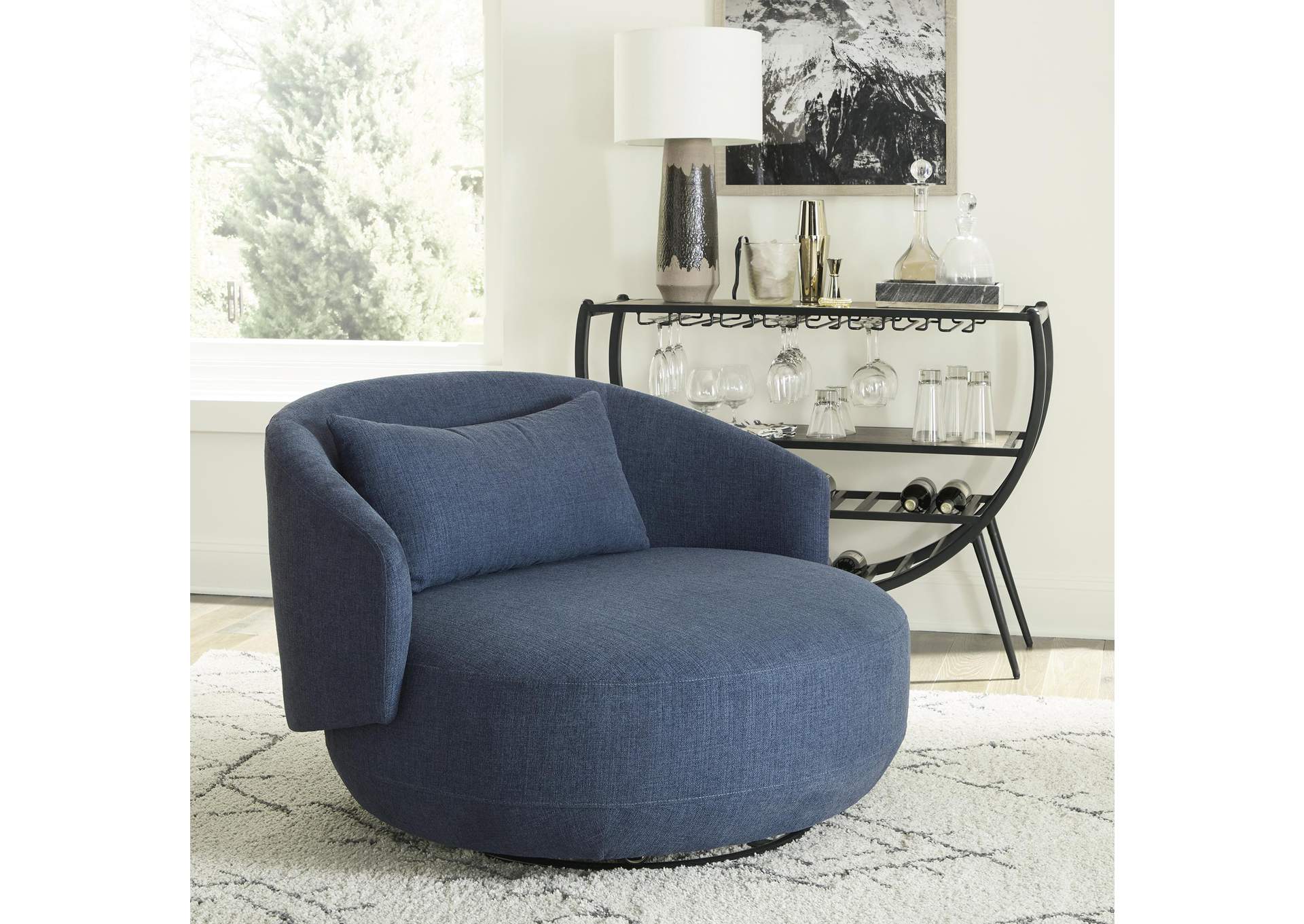 Haley Upholstered Swivel Cuddler Chair - Midnight,Liberty