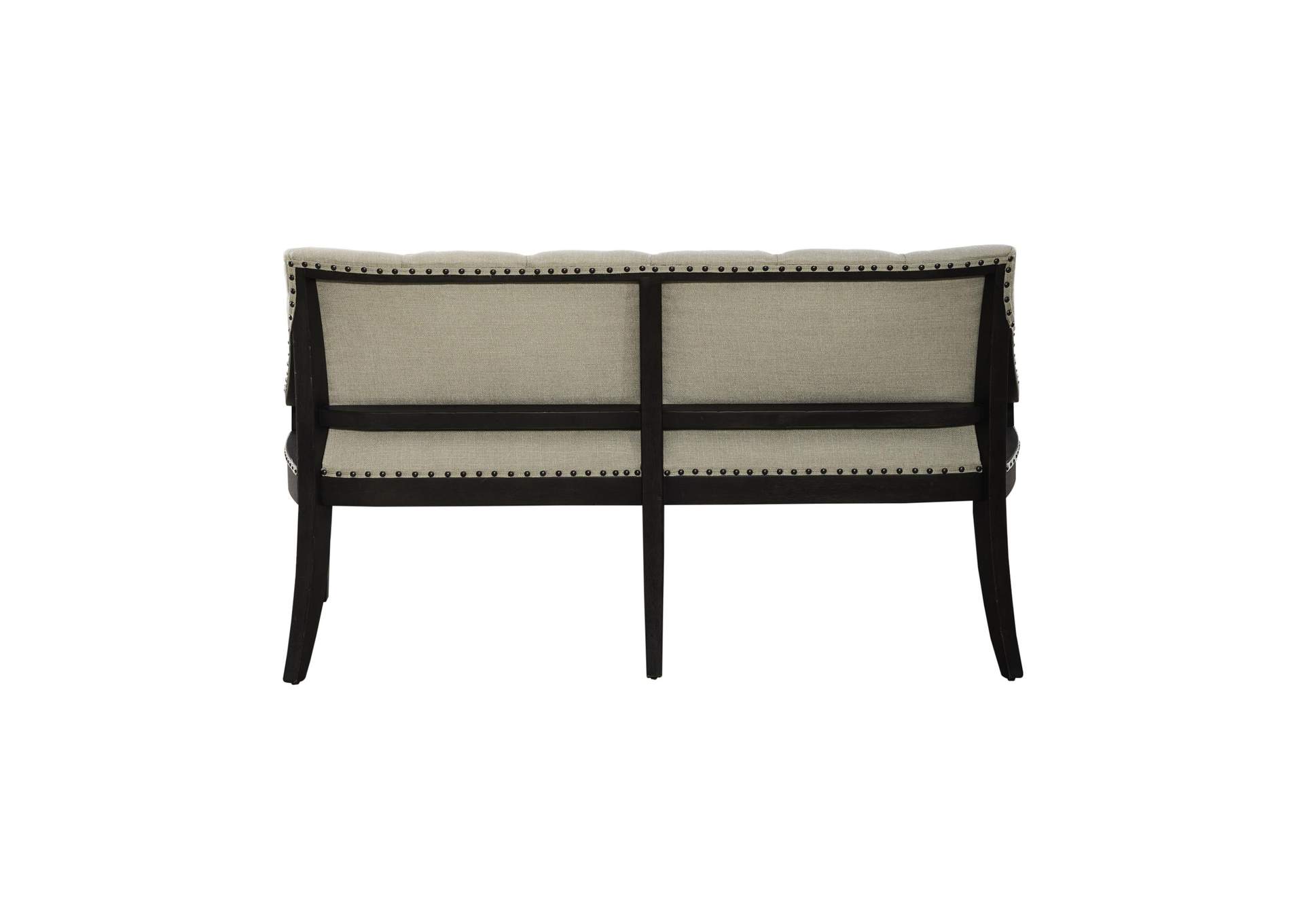 Americana Farmhouse Upholstered Shelter Dining Bench- Black,Liberty