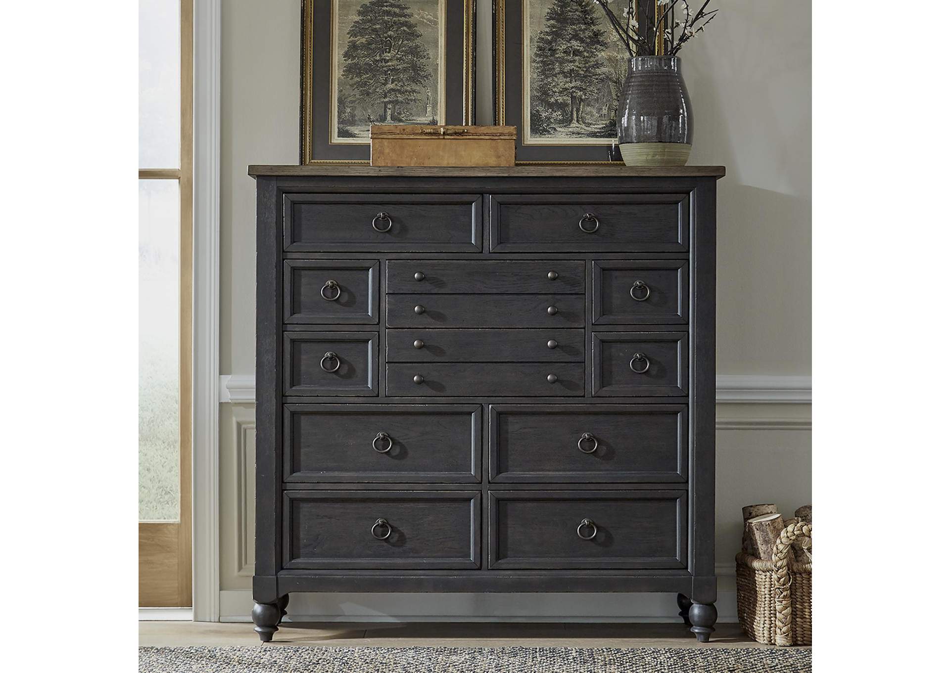Americana Farmhouse 12 Drawer Chesser - Black,Liberty