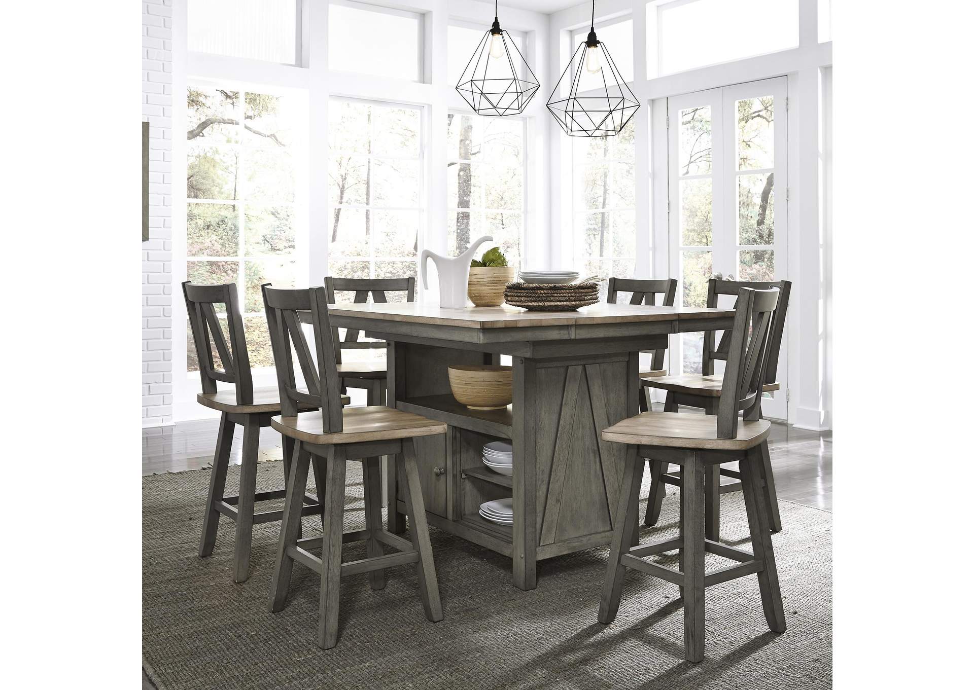 Lindsey Farm 7 Piece Gathering Table Set,Liberty