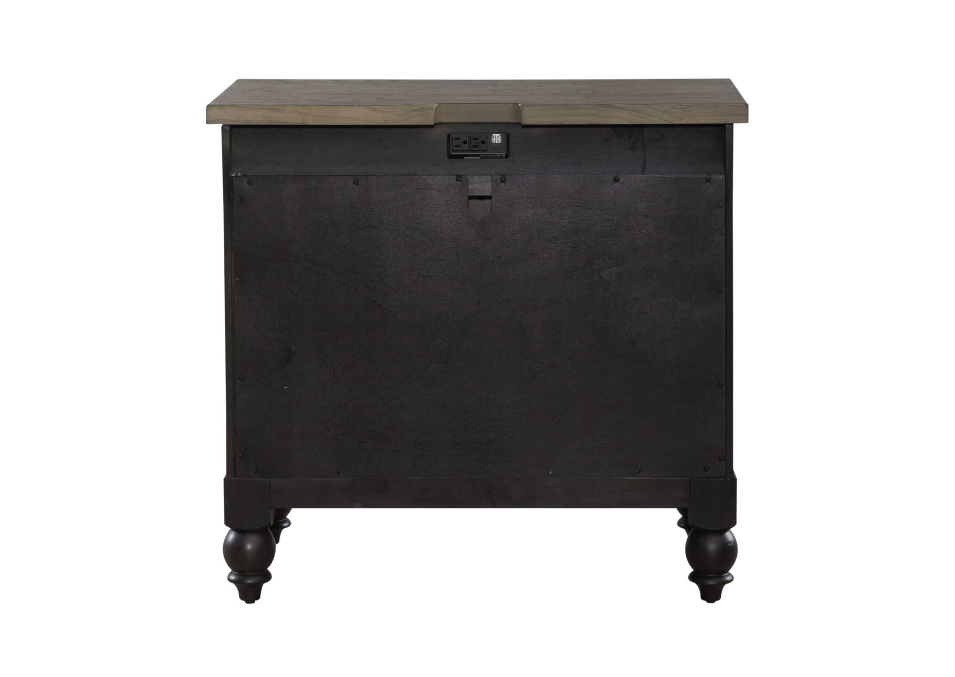 Americana Farmhouse Bedside Chest with Charging Station - Black,Liberty
