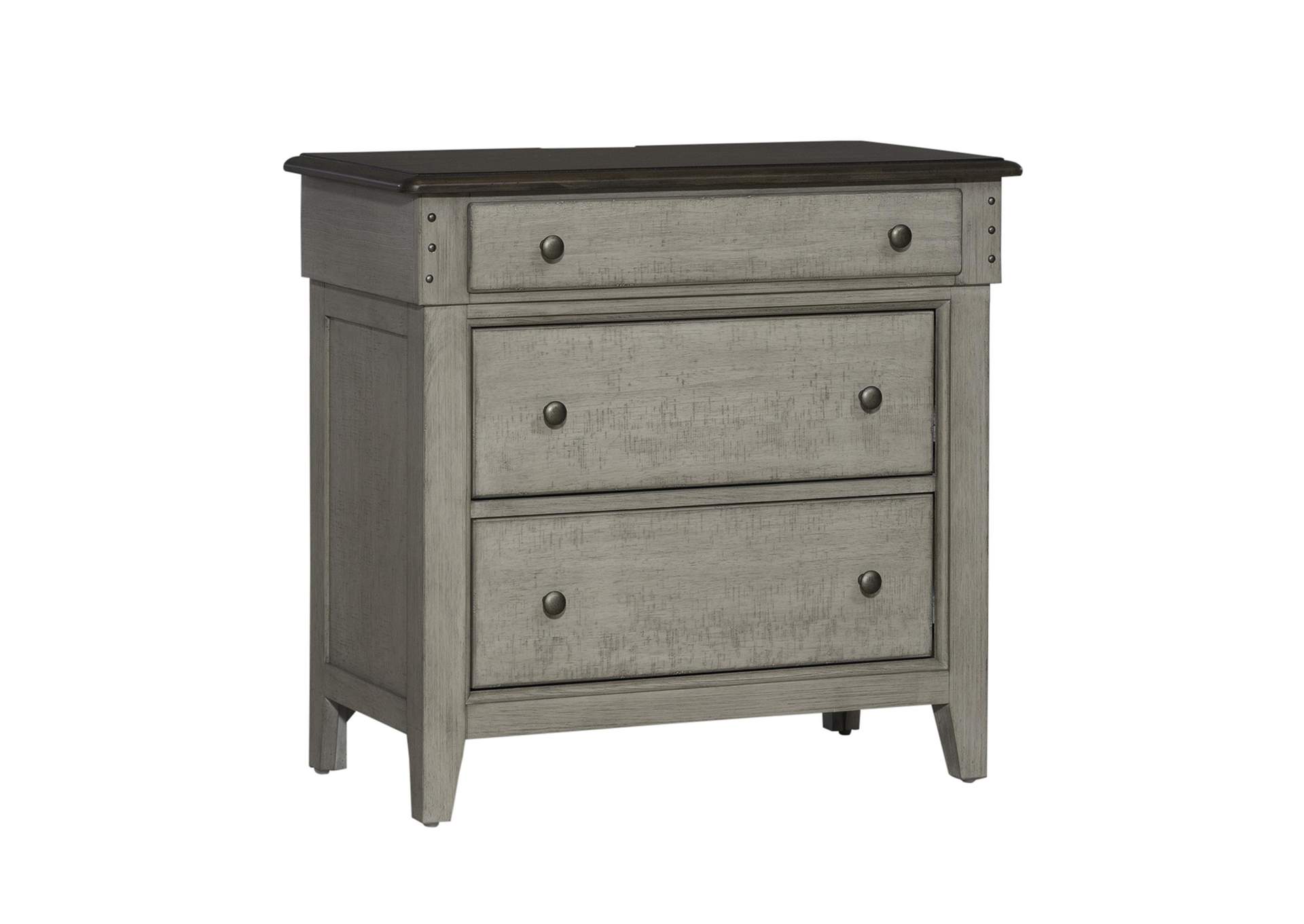 Ivy Hollow 3 Drawer Bedside Chest with Charging Station,Liberty