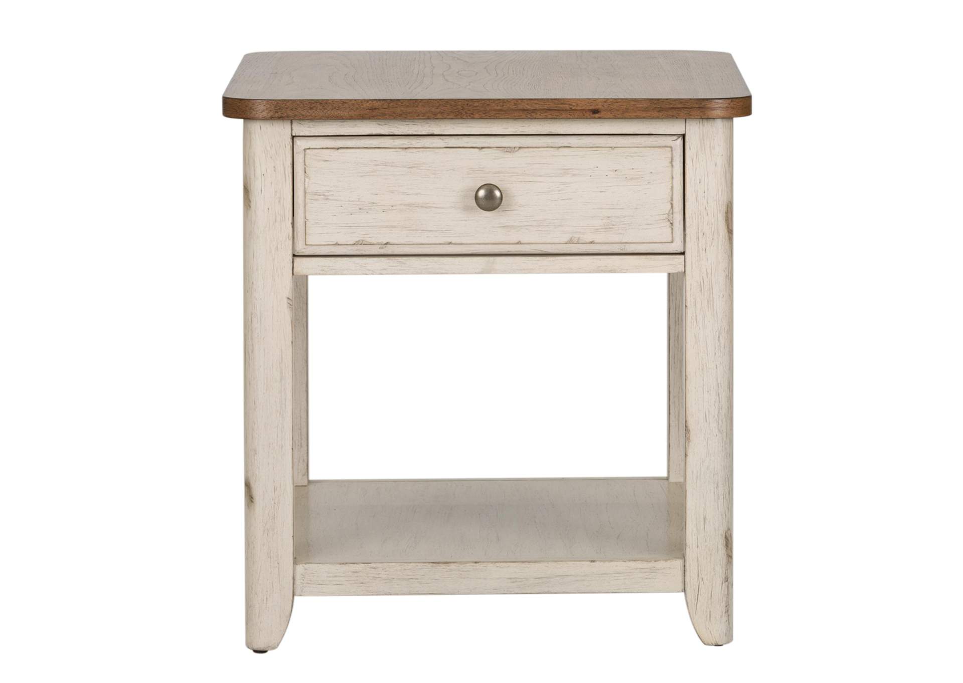 Farmhouse Reimagined End Table with Basket,Liberty