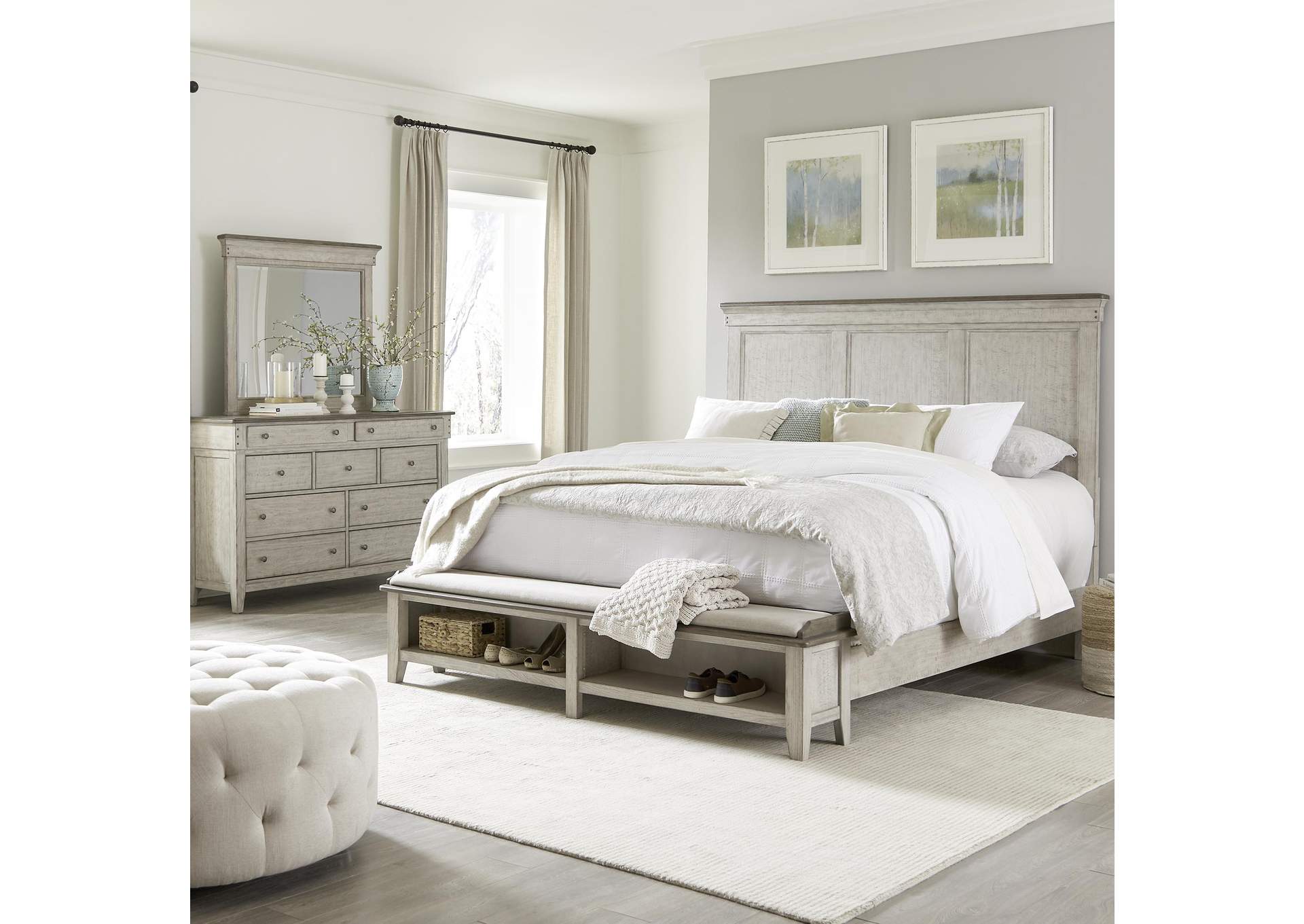 Ivy Hollow King Storage Bed, Dresser & Mirror,Liberty