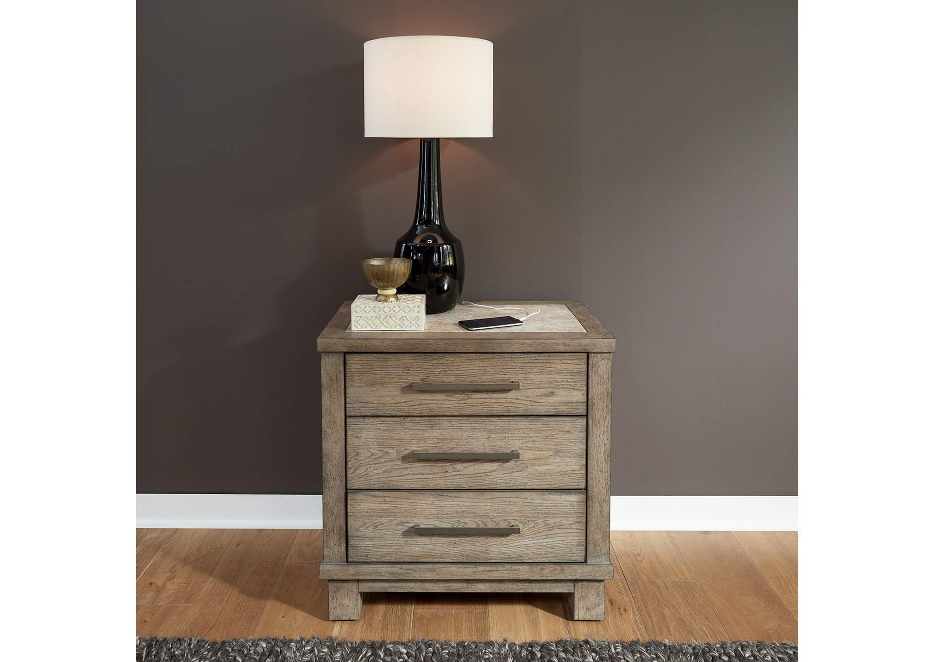 Canyon Road 3 Drawer Nightstand with Charging Station,Liberty