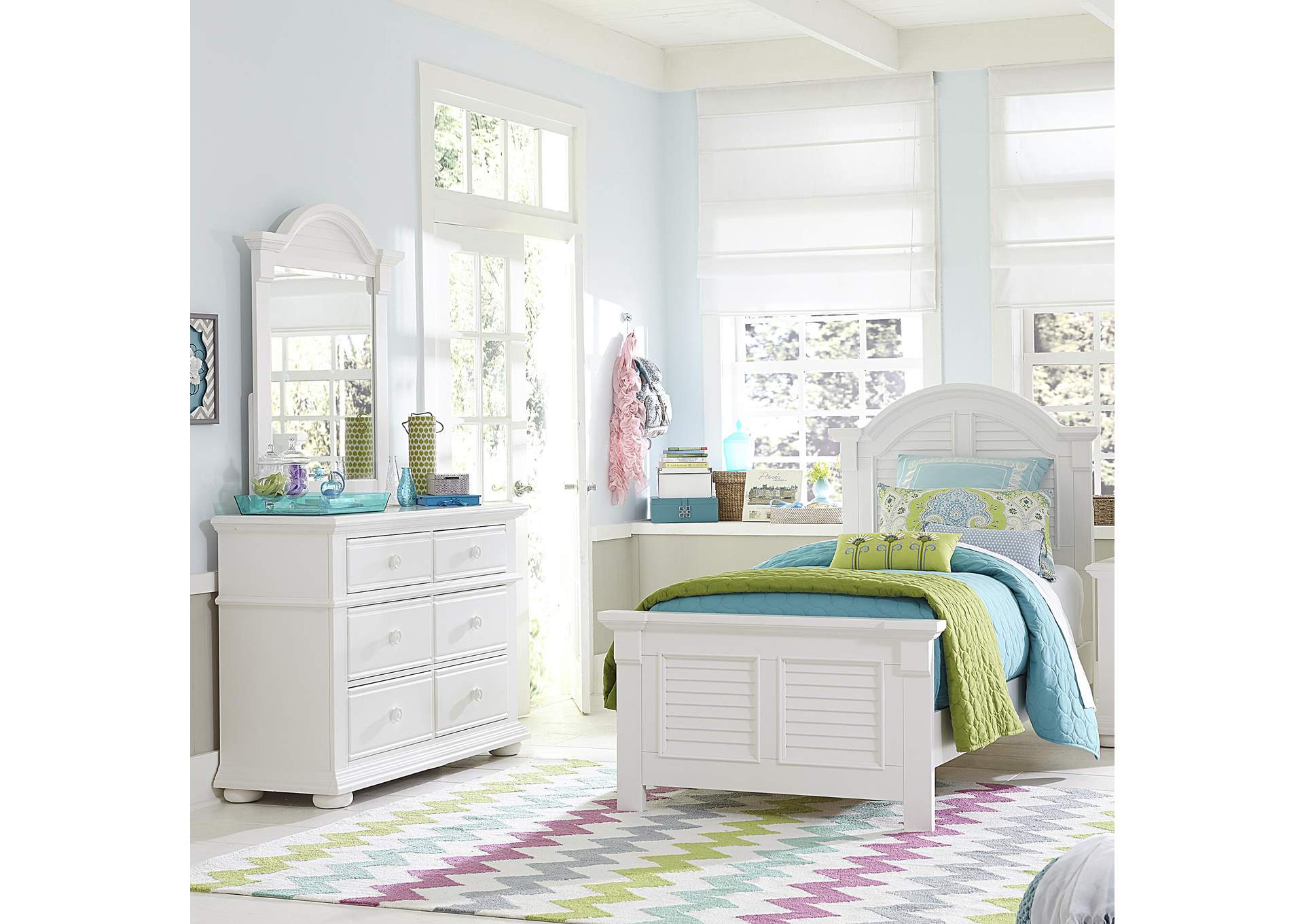 Summer House Full Panel Bed, Dresser & Mirror,Liberty
