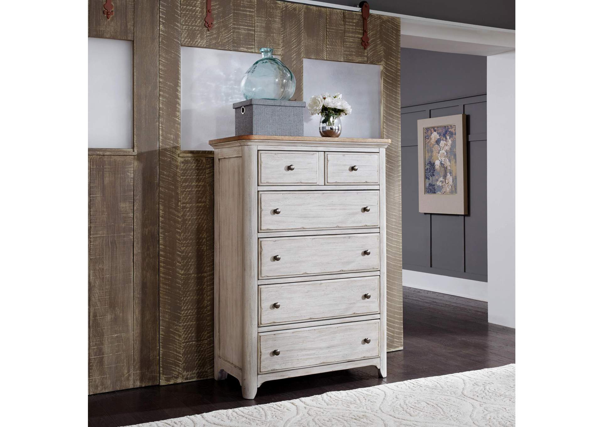 Farmhouse Reimagined 5 Drawer Chest,Liberty