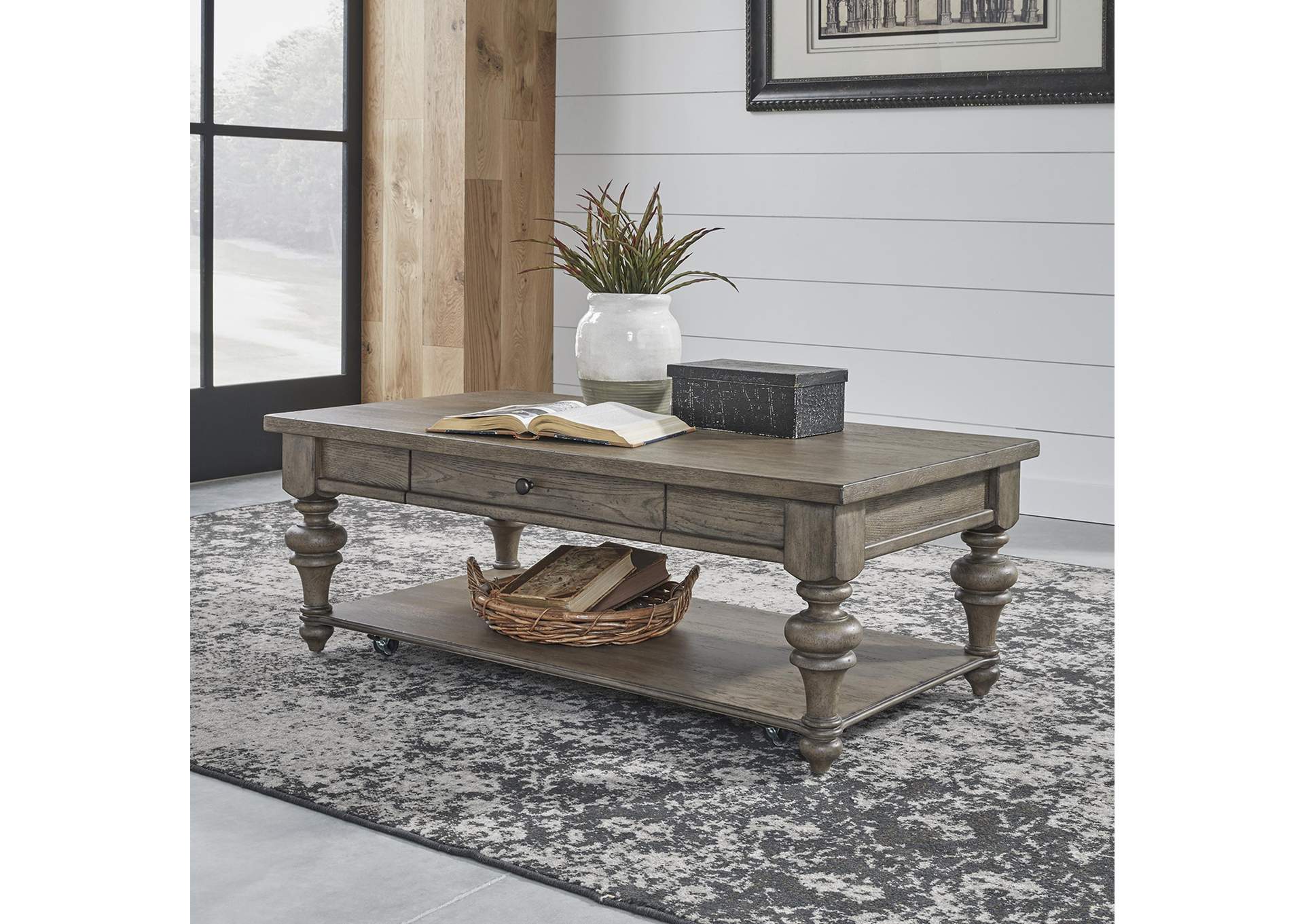 Americana Farmhouse Rectangular Cocktail Table,Liberty