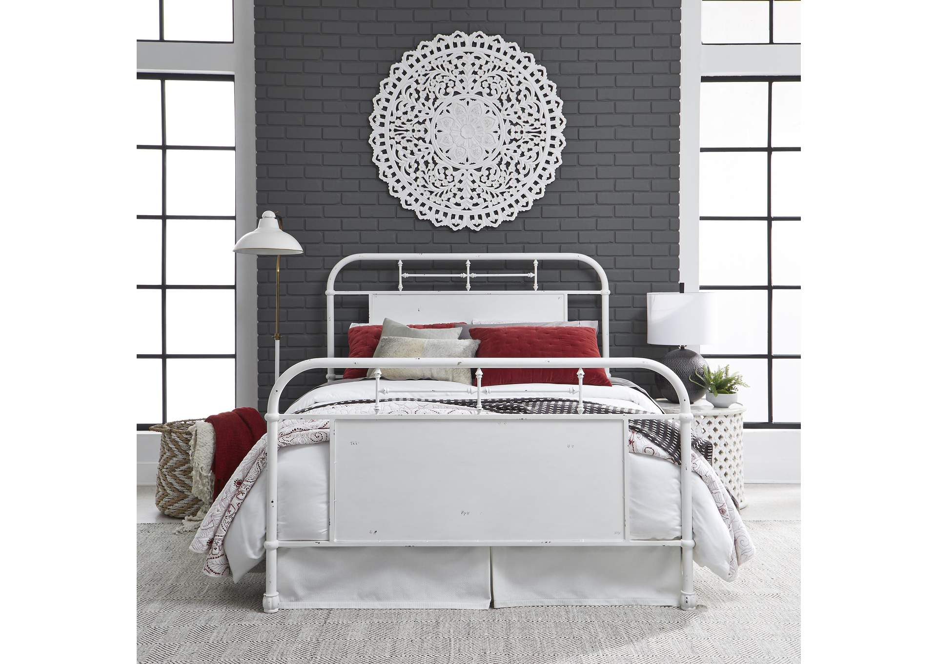 Vintage Series Queen Metal Bed - Antique White,Liberty